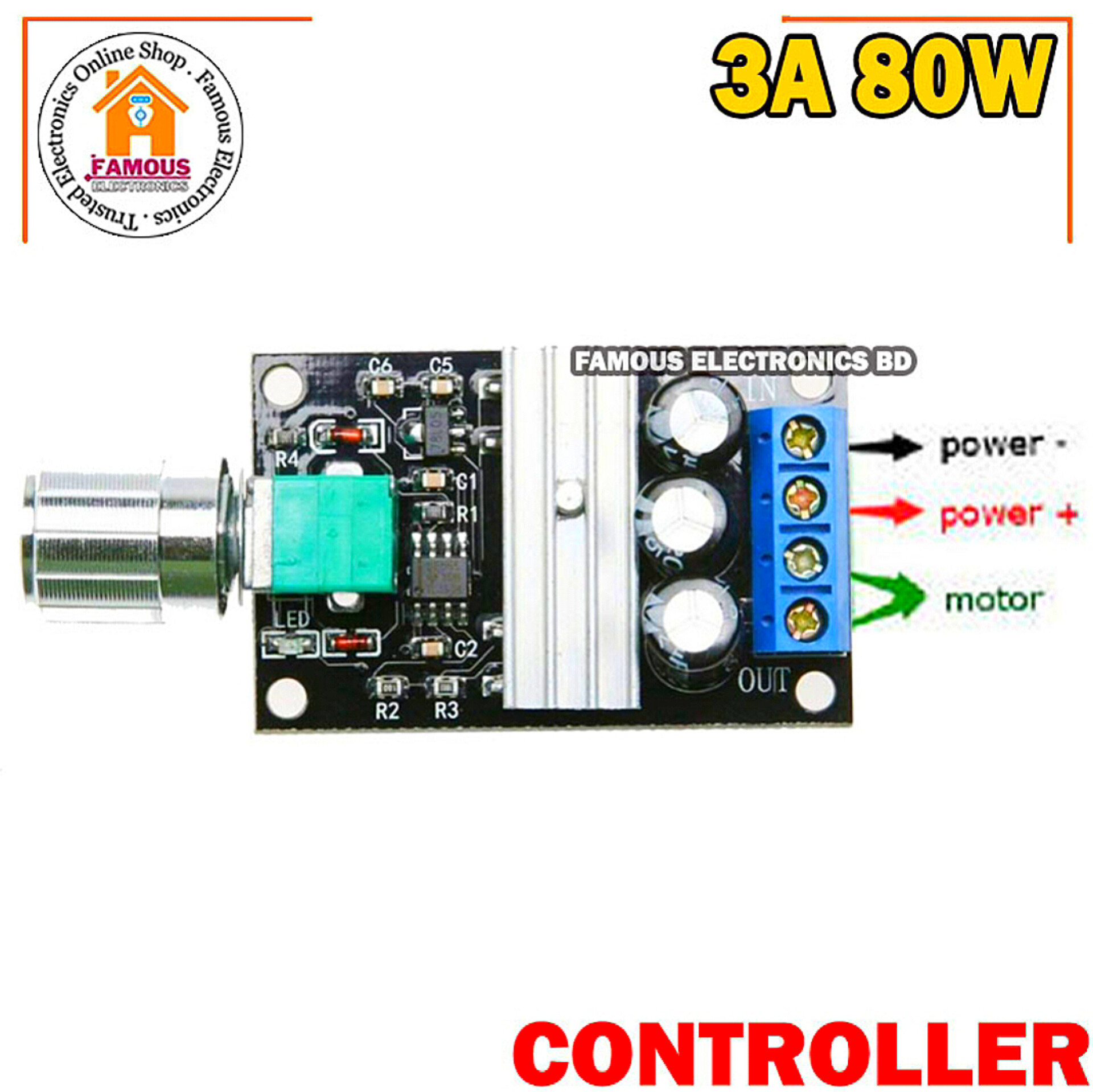 6V 12V 24V 28V 3A 80W DC Motor Speed Controller PWM Adjustable Variable Speed Switch-DC Motor Driver_img_3