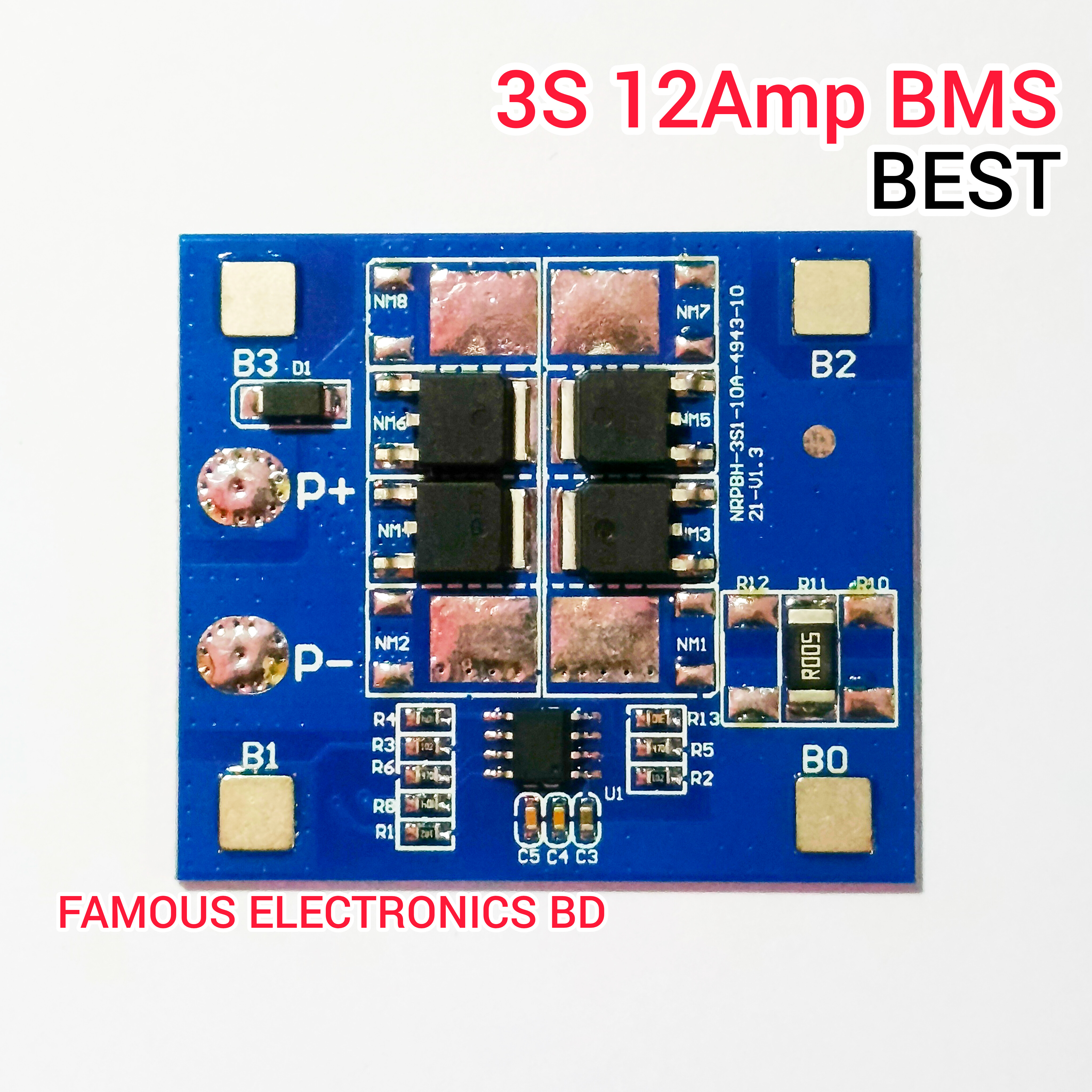 3S 12V 12A BMS | 18650 Lithium Battery Protection Board | 11.1V–12.6V | Balanced | Anti-Overcharge & Over-Discharge Protection_img_1