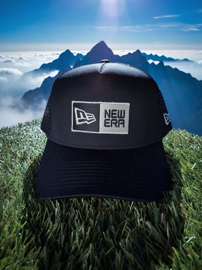 New Era Black Mesh Snapback Cap | Adjustable Back | Outdoor & Travel Style