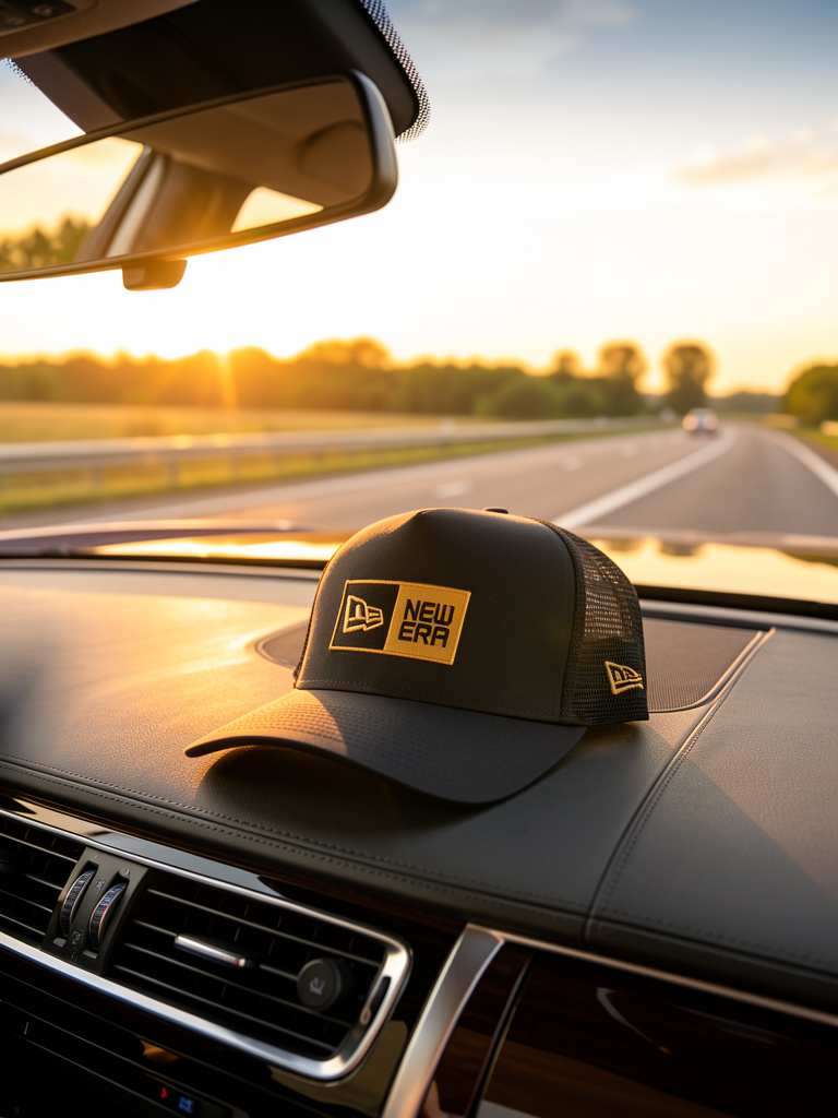 New Era Black Mesh Snapback Cap | Adjustable Back | Outdoor & Travel Style_img_2