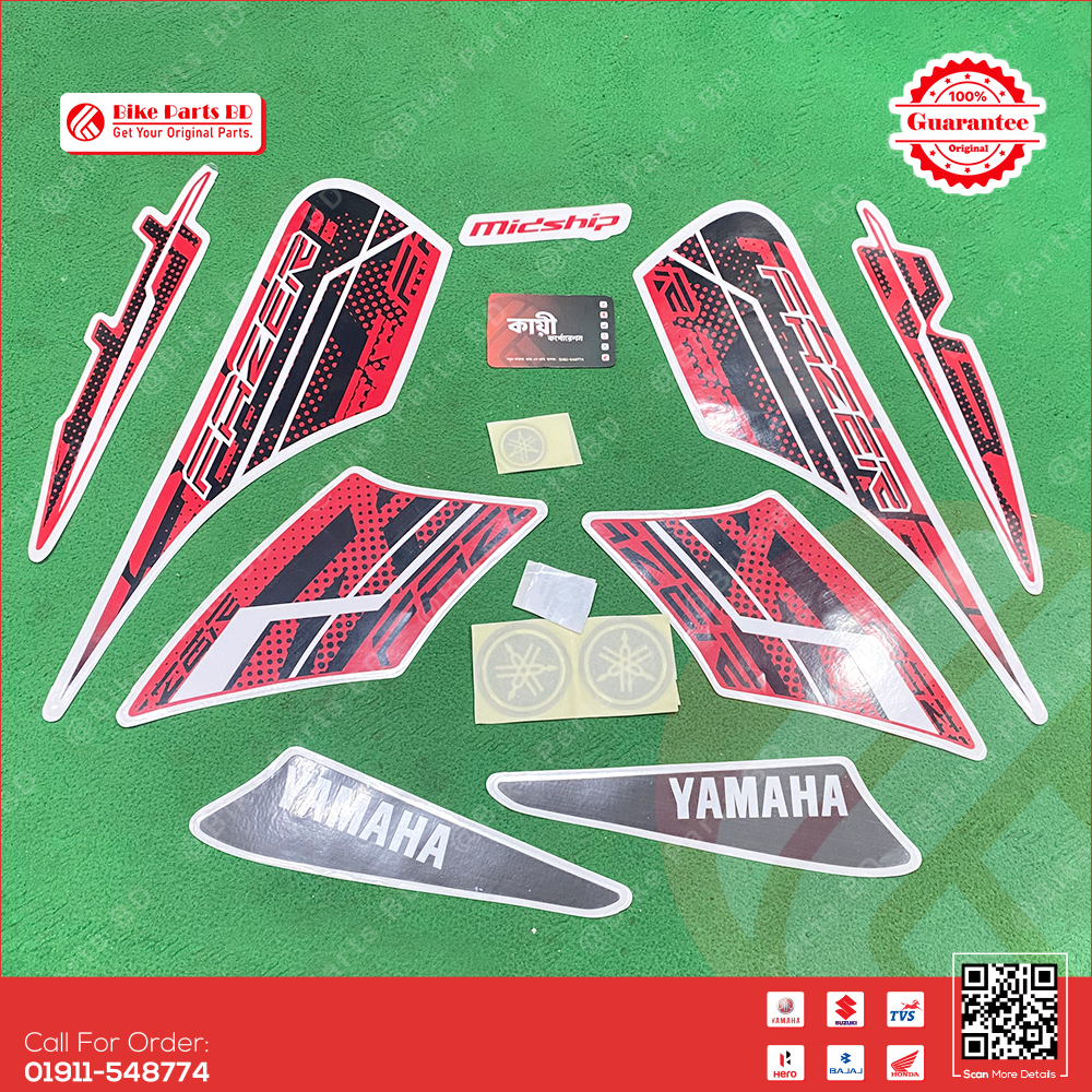 Full Set Sticker for Yamaha Fazer V1 (White & Red Colour) bike._img_0