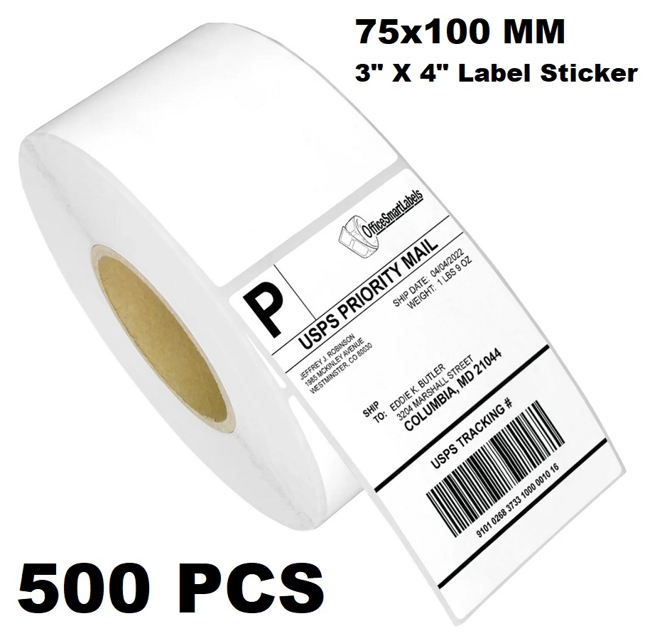 Direct Thermal Label Sticker Paper Premium Quality 75*100mm or (3inch x 4 inch) For Shipping Label 500 pcs 1 roll_img_2
