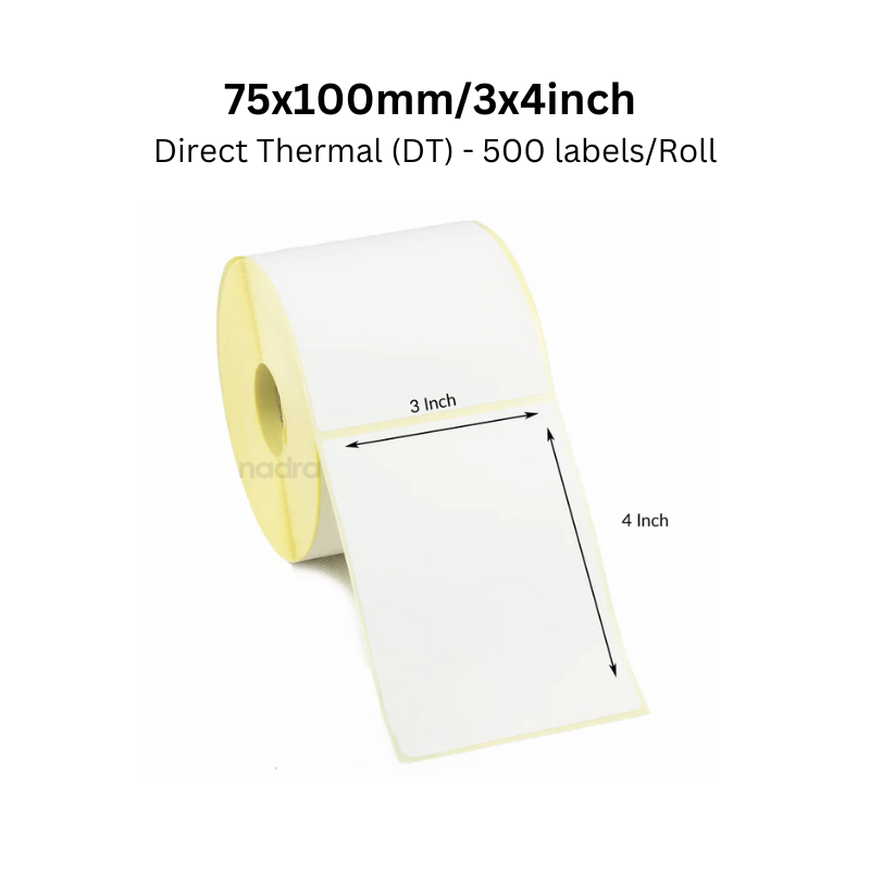 Direct Thermal Label Sticker Paper Premium Quality 75*100mm or (3inch x 4 inch) For Shipping Label 500 pcs 1 roll_img_0
