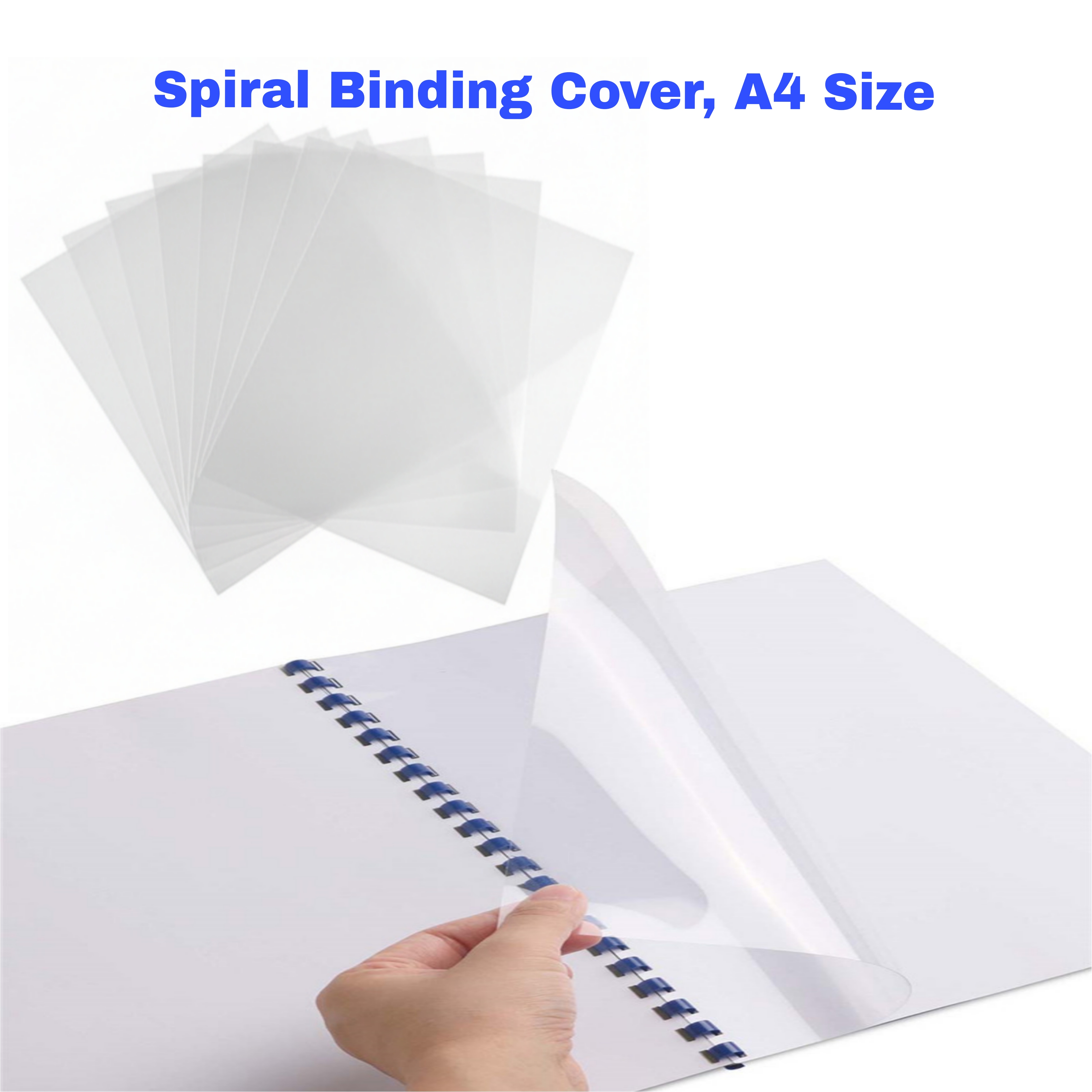 Spiral Binding Cover, A4 Size , Transparent or Blue Transparent Pack of 10 or 50 Sheets_img_2