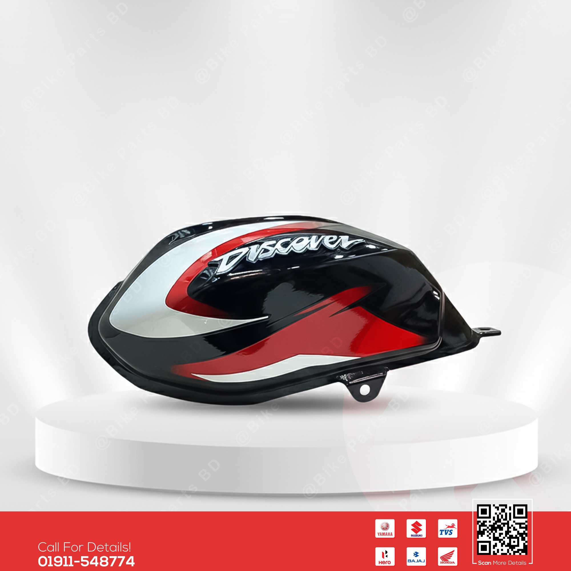 Fuel Tank for Bajaj Discover 125 Black-Red bike._img_0