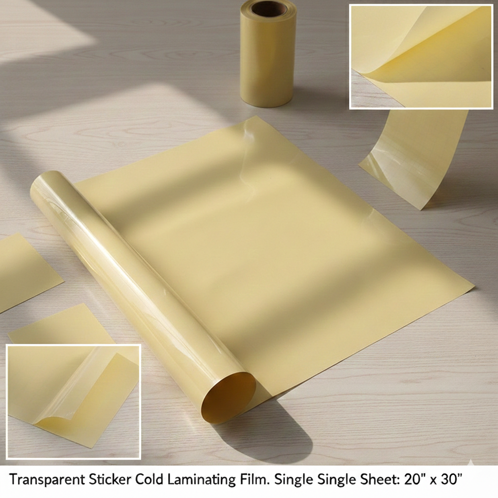 Cold Laminating Flim Transparent Self Adhesive Big Sheets Roll Laminating Sticker Paper size (20''x30'') Pack of 10 Sheets_img_1