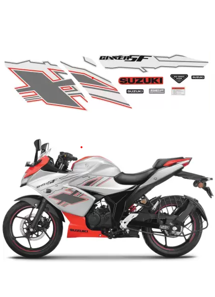 Full Set Sticker for Suzuki Gixxer SF (New Model-Silver & Orenge) bike._img_1
