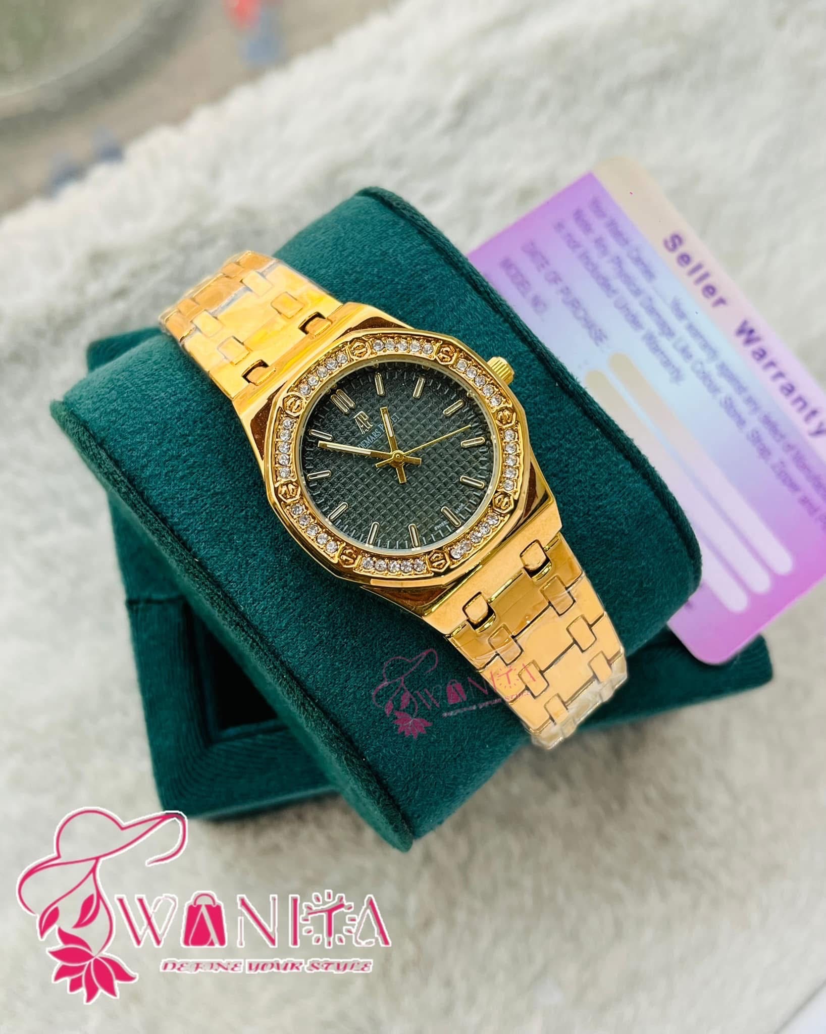 Premium AP Ladies Black Golden Watch