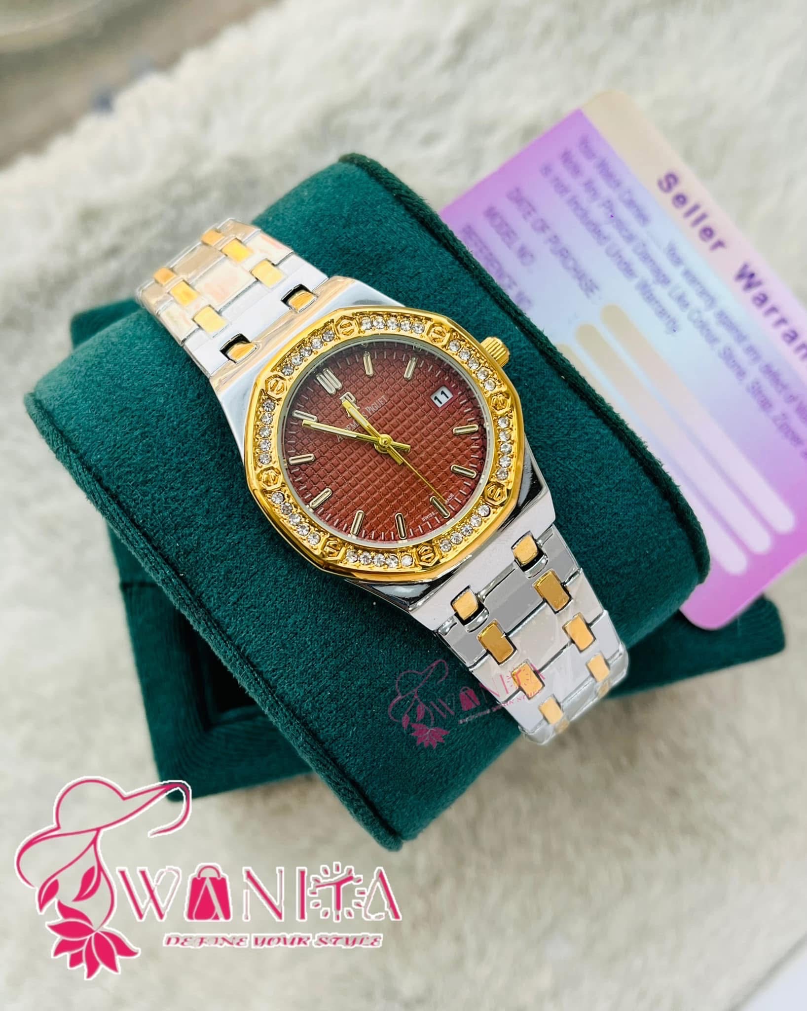 Premium AP Ladies Wine Dual Tone Watch