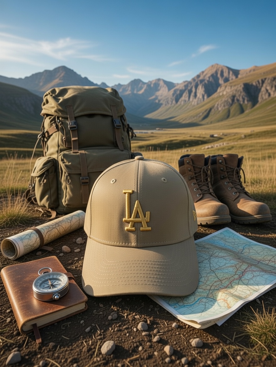 Desert Sand Khaki LA Embroidered Cap with Metal Clip Adjuster // BRANDZ X_img_12