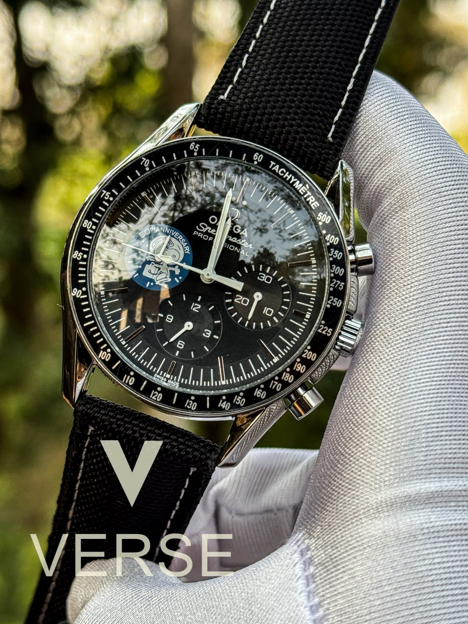 Omega Speedmaster Professional Snoopy 50th Anniversary | Black Dial Black Nylon Strap AA