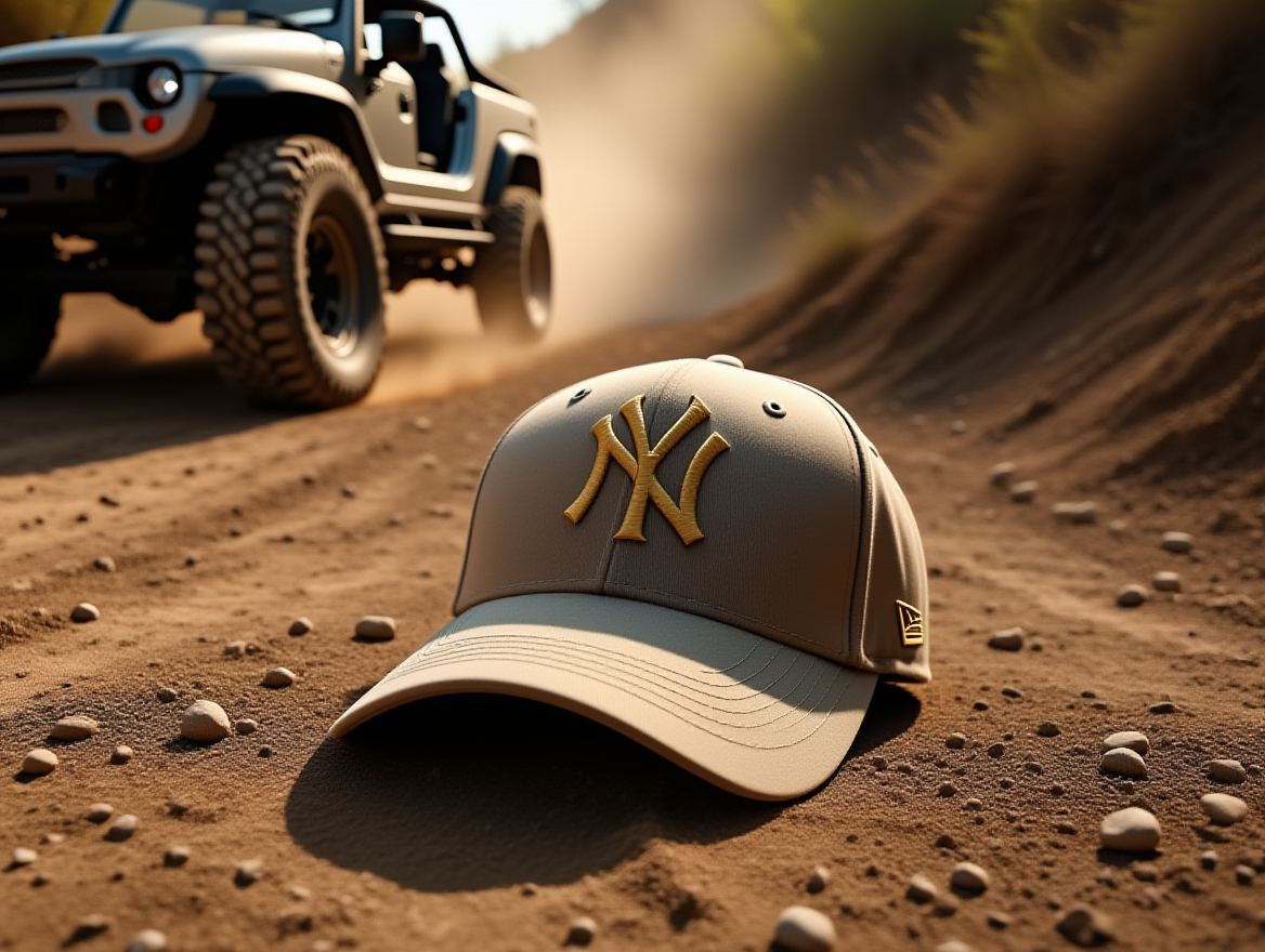 NY Design Adjustable Cap – Sand Kaki Base, White & Light Golden Logo, 100% Cotton_img_5