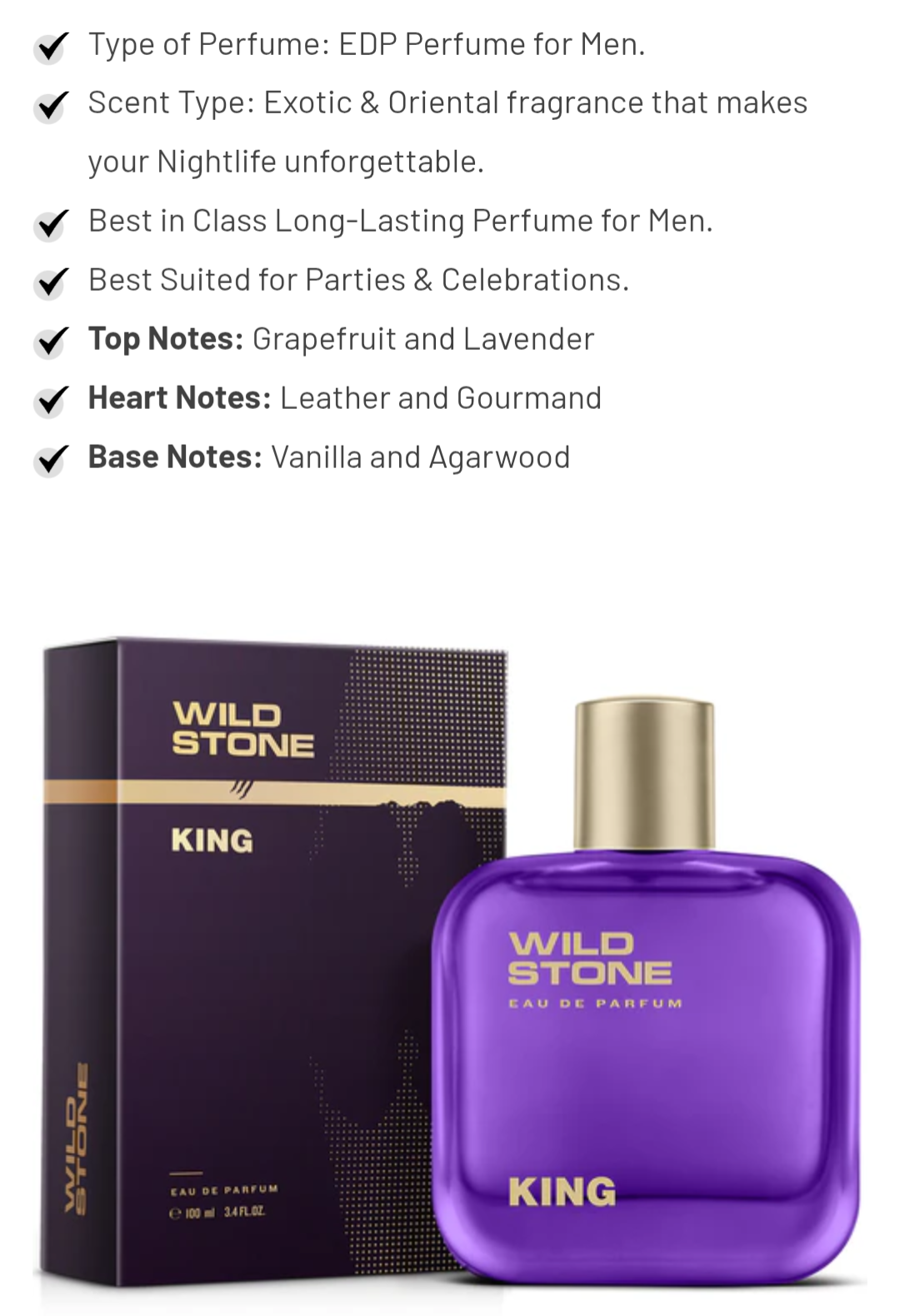 Wild Stone King Perfume for Men  Eau De Parfum 100ml Luxury Long-Lasting Fragrance Premium Perfume for men Infused with Woody & Oriental Notes_img_0