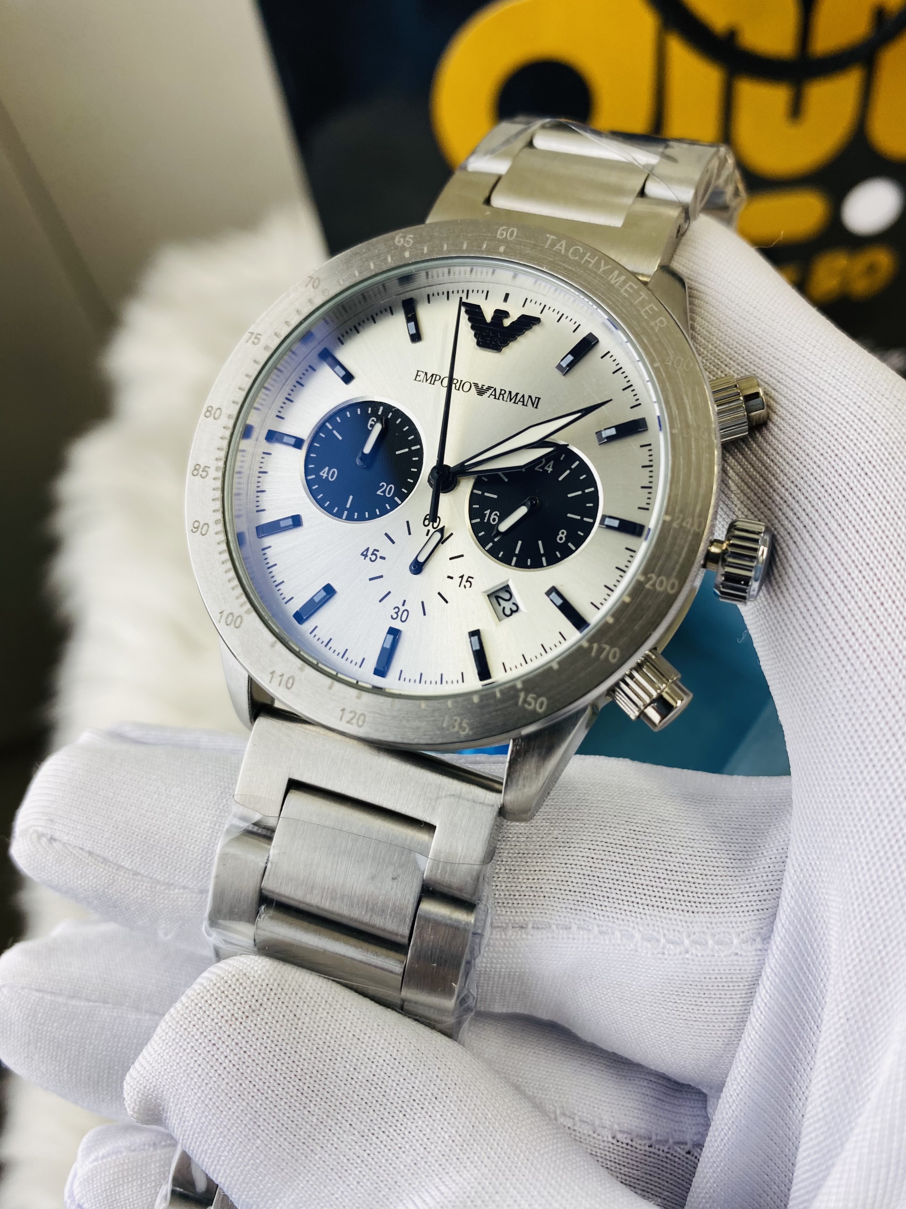 Armani Matte Silver || Active Chronograph || Uper Dial white_img_1