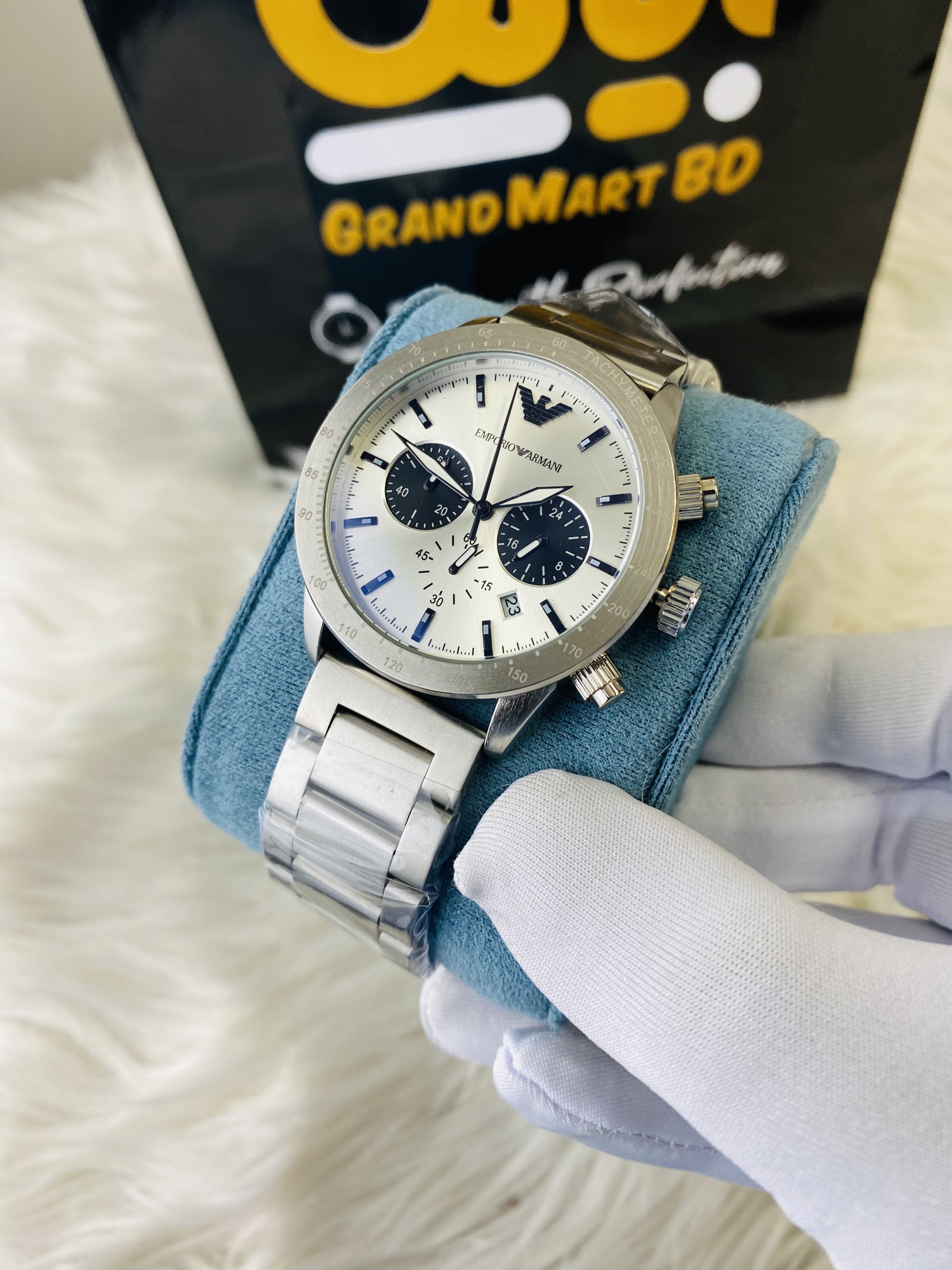 Armani Matte Silver || Active Chronograph || Uper Dial white_img_2