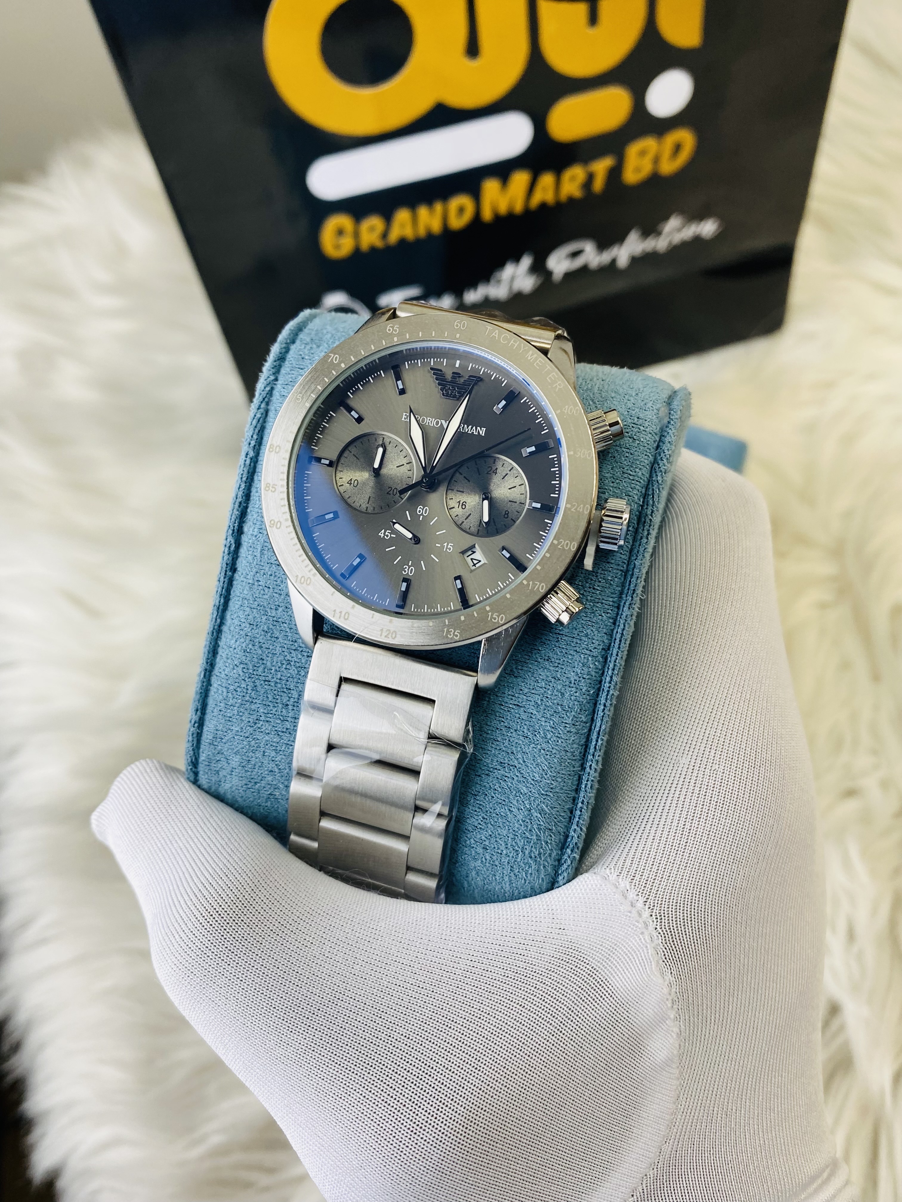 Armani Matte silver chain || Active Chronograph || Uper Dial black_img_1