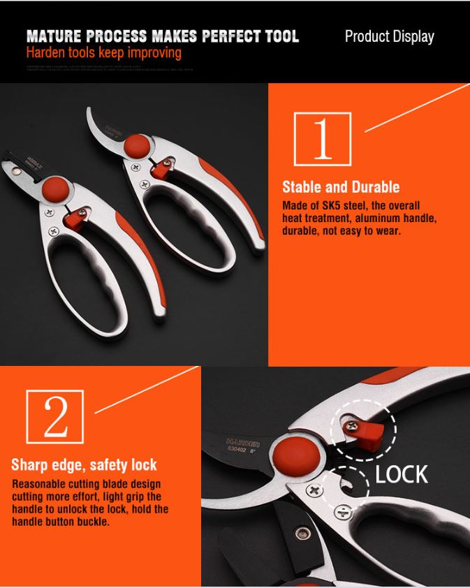 HARDEN 8" Garden By-Pass Pruner + Garden Anvil Pruner (200mm) 630403_img_6