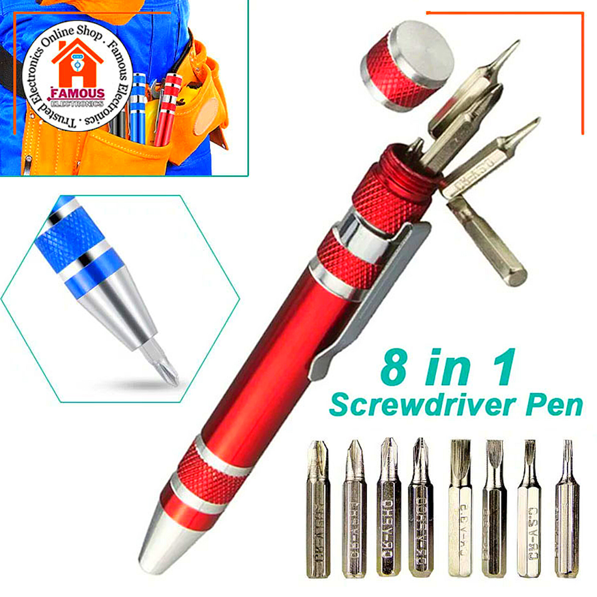 8 in 1 Screwdriver Pen Changeable Bits Easy Repairs Screwdriver Set