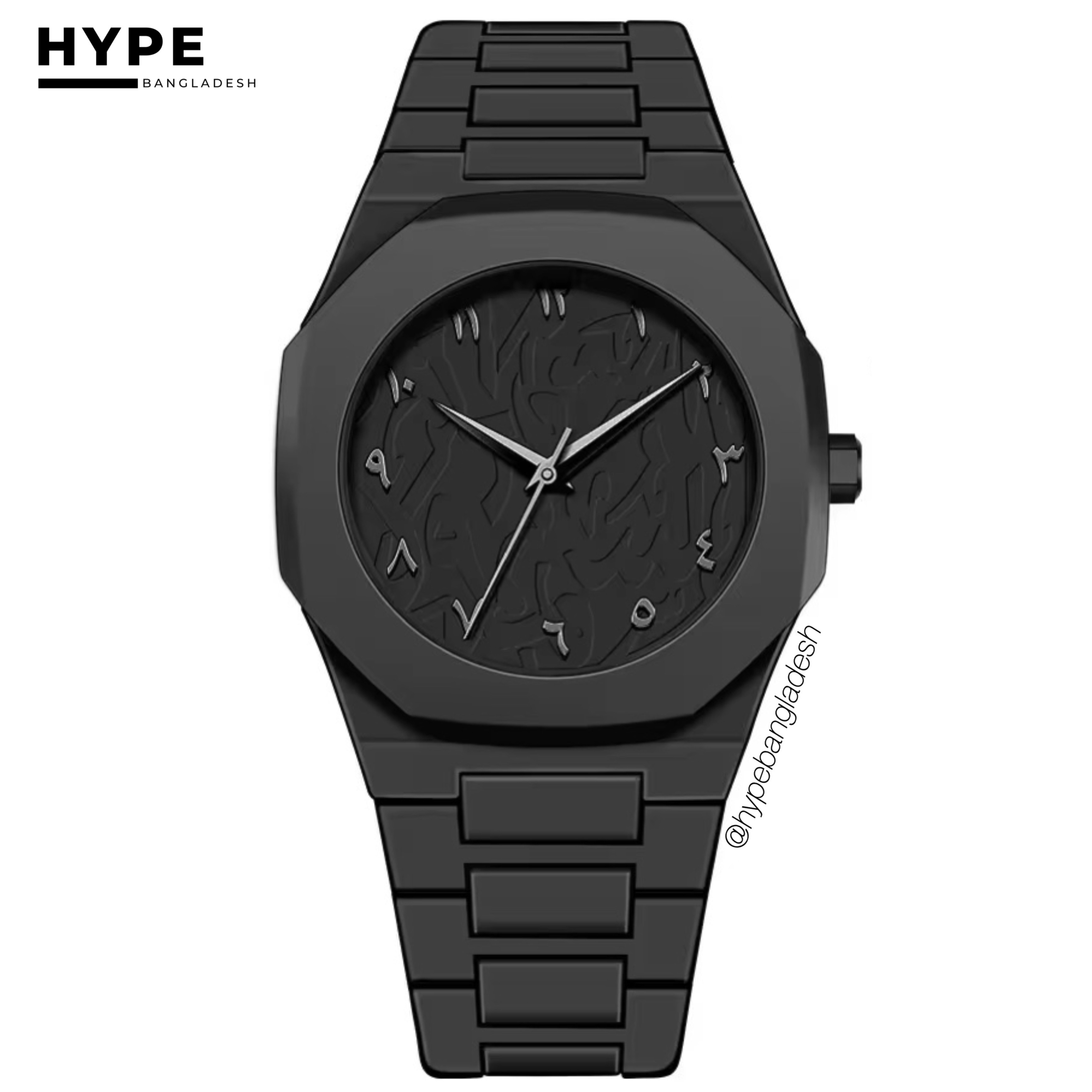 Black Calligraphy Dial Polycarbon Plastic Lightweight Watch_img_6