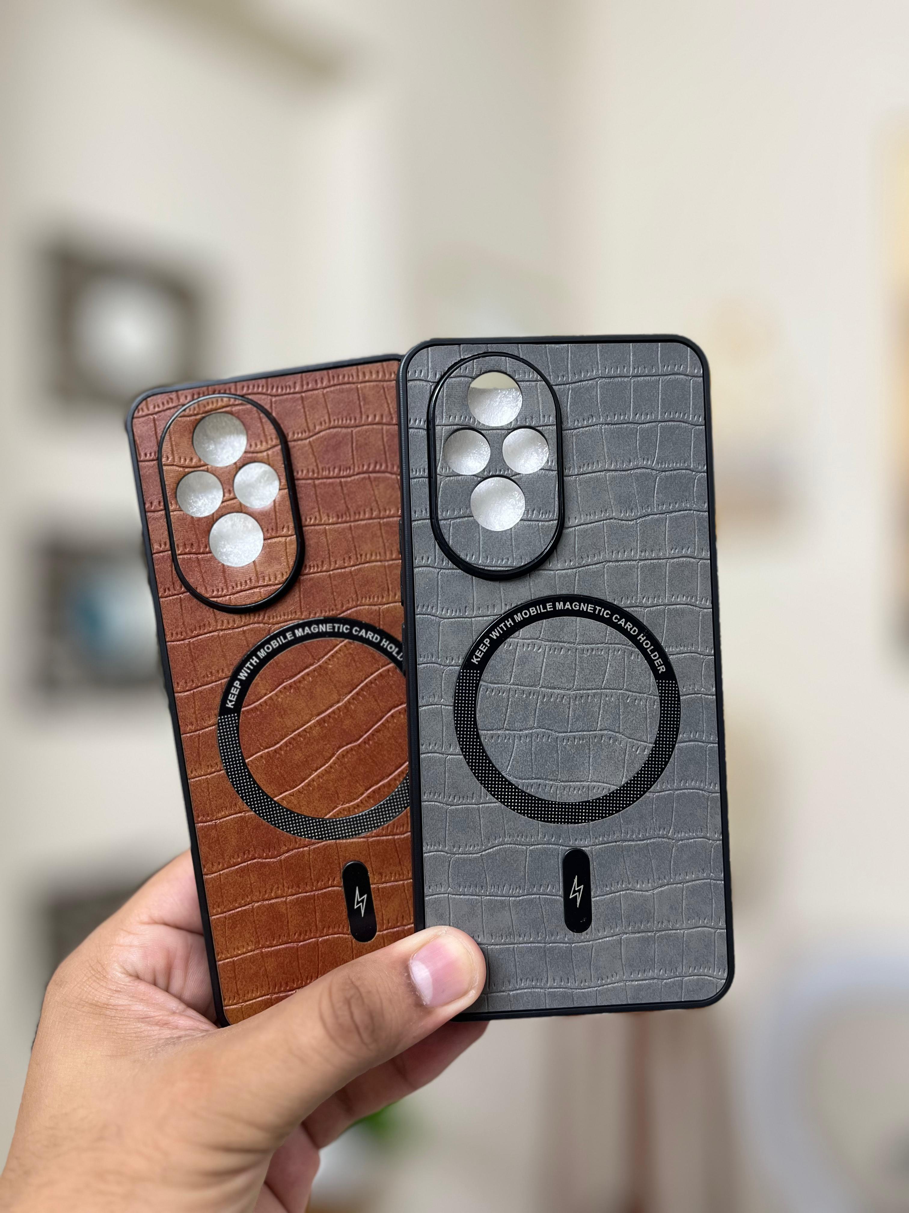 Honor 200 Back Cover Leather Finished With Magsafe Working Phone Case_img_2