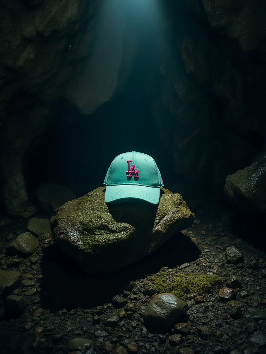 LA Adjustable Cotton Cap – Sky Mist Blue Base with Pink & White Logo_img_0