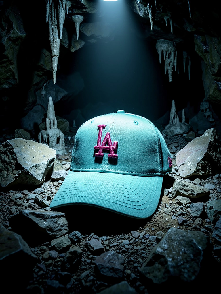 LA Adjustable Cotton Cap – Sky Mist Blue Base with Pink & White Logo