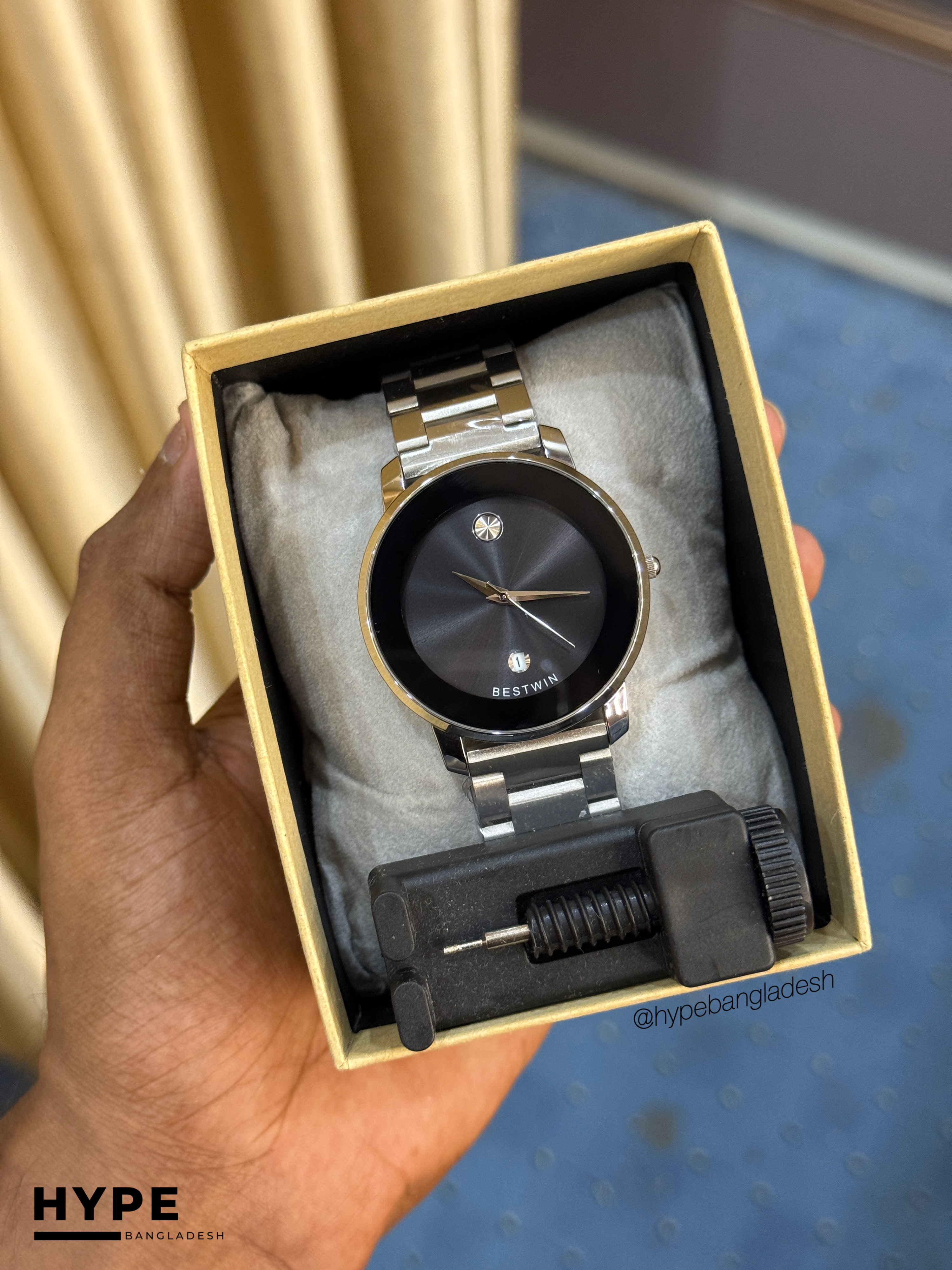 Bestwin BW163 Stainless Steel Watch (Silver-Black)_img_4