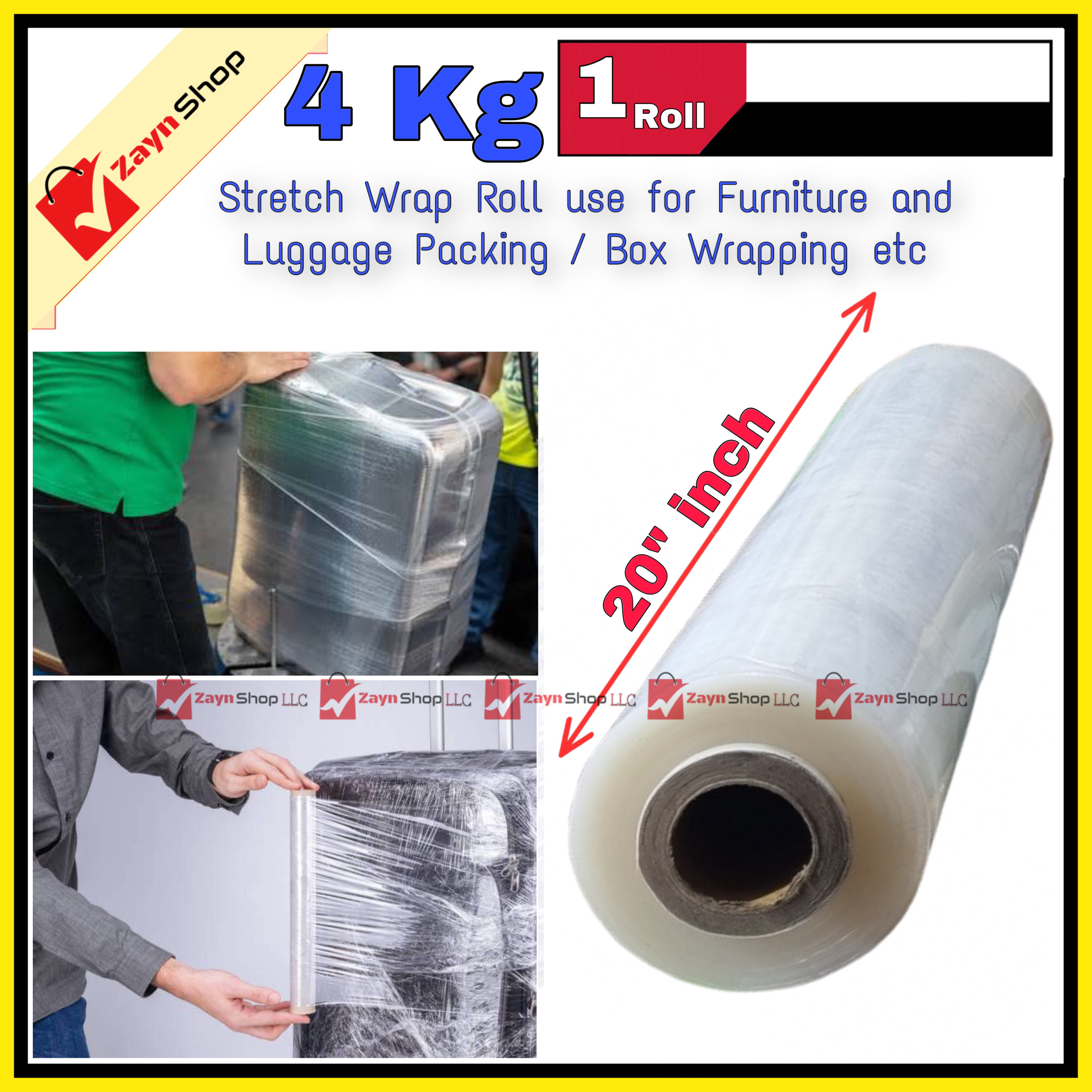 Poly Roll 4 Kg 20" inch Plastic Stretch Wrapping perfect For Luggage Box Wrapping 1 Roll_img_0
