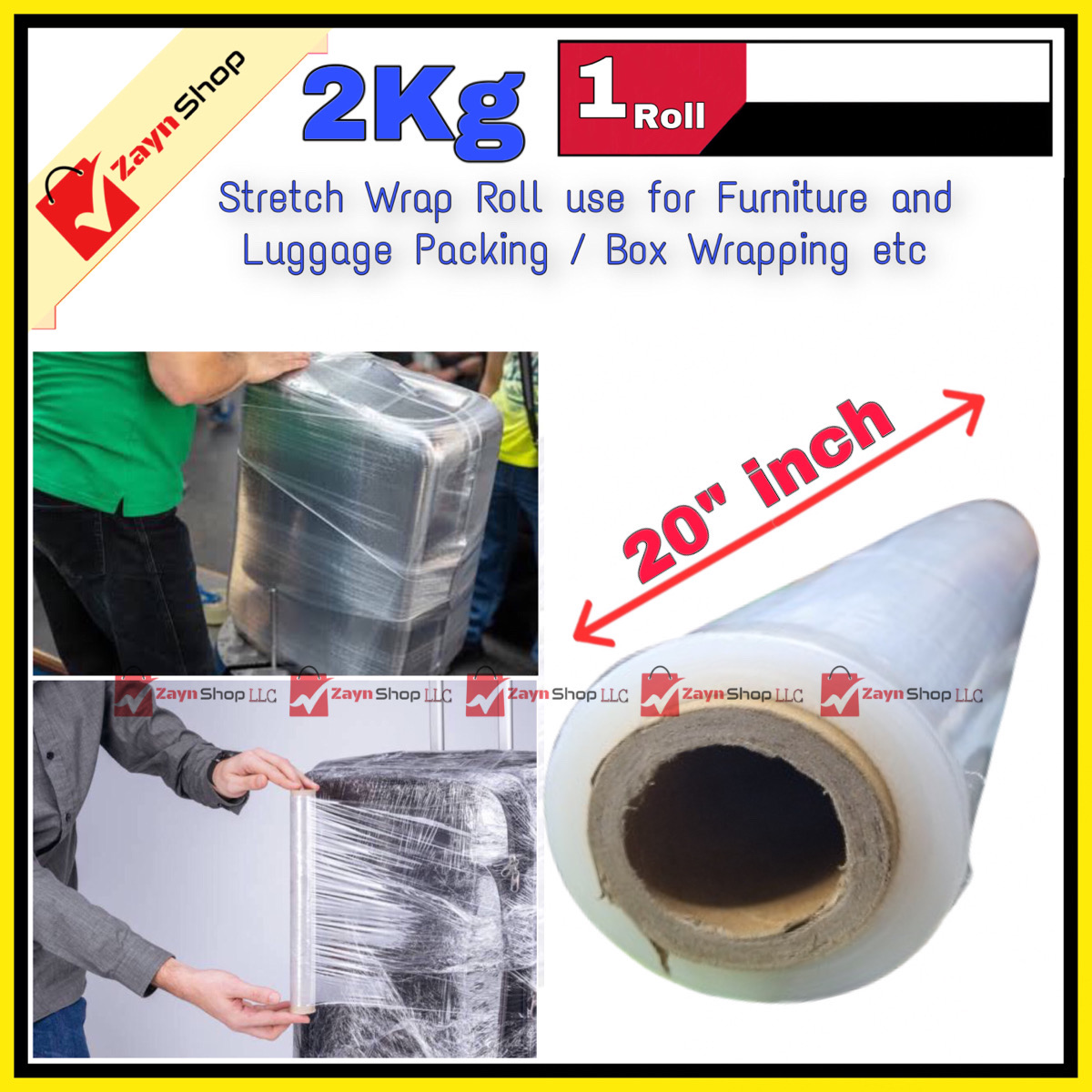 Poly Roll 2 Kg 20" inch Plastic Stretch Wrapping perfect For Luggage Box Wrapping 1 Roll_img_0
