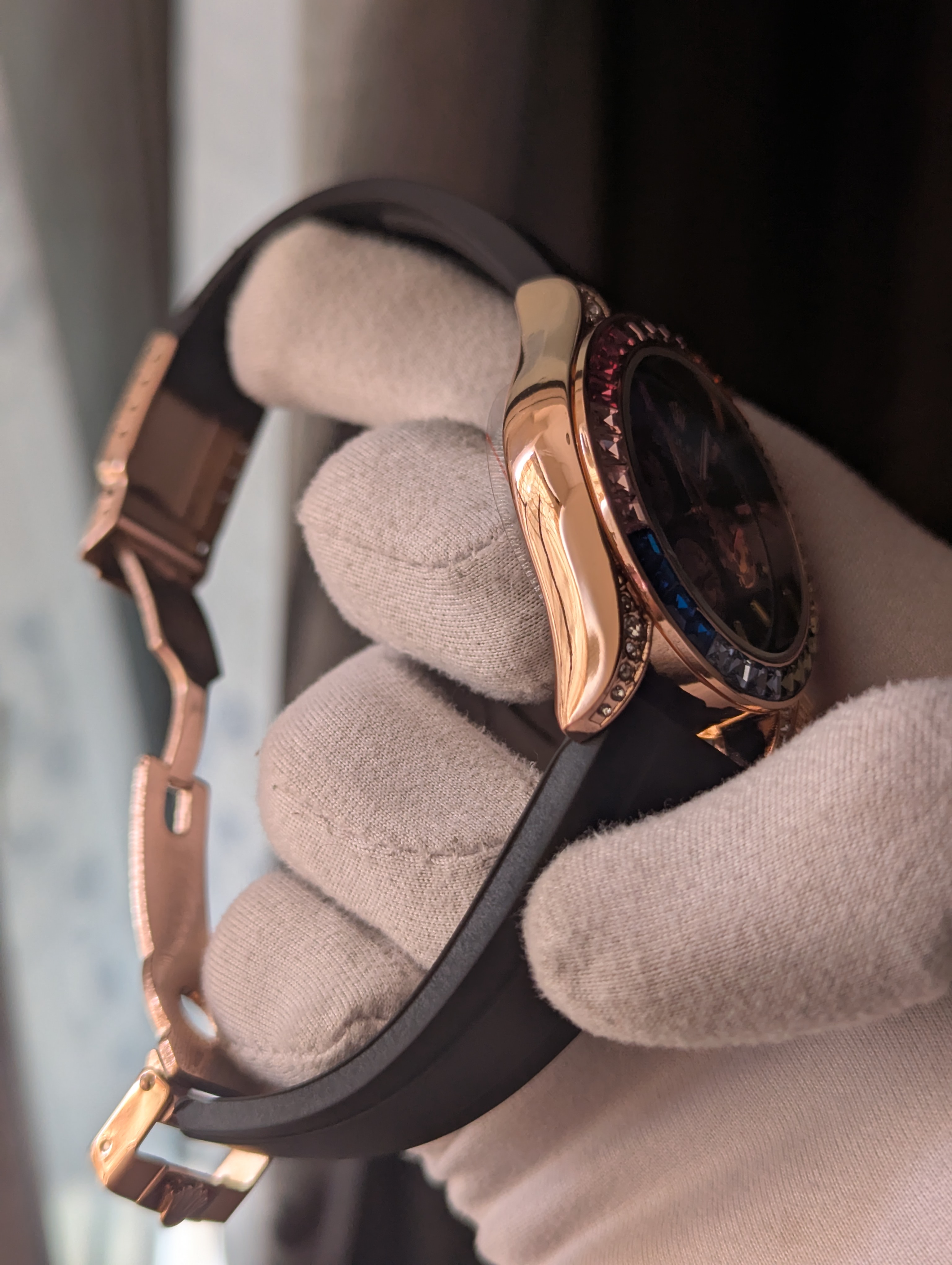 Rolex Rainbow Rose Gold Quartz Watch_img_2