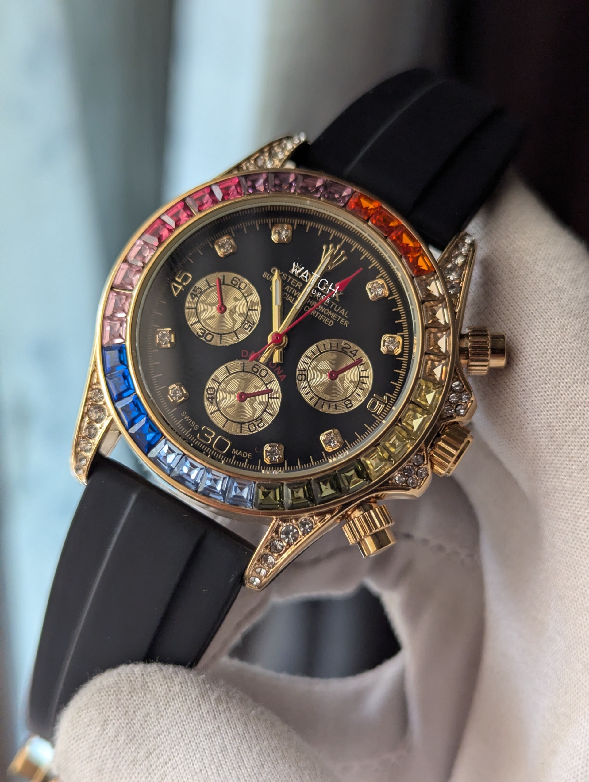 Rolex Rainbow Gold Quartz Watch