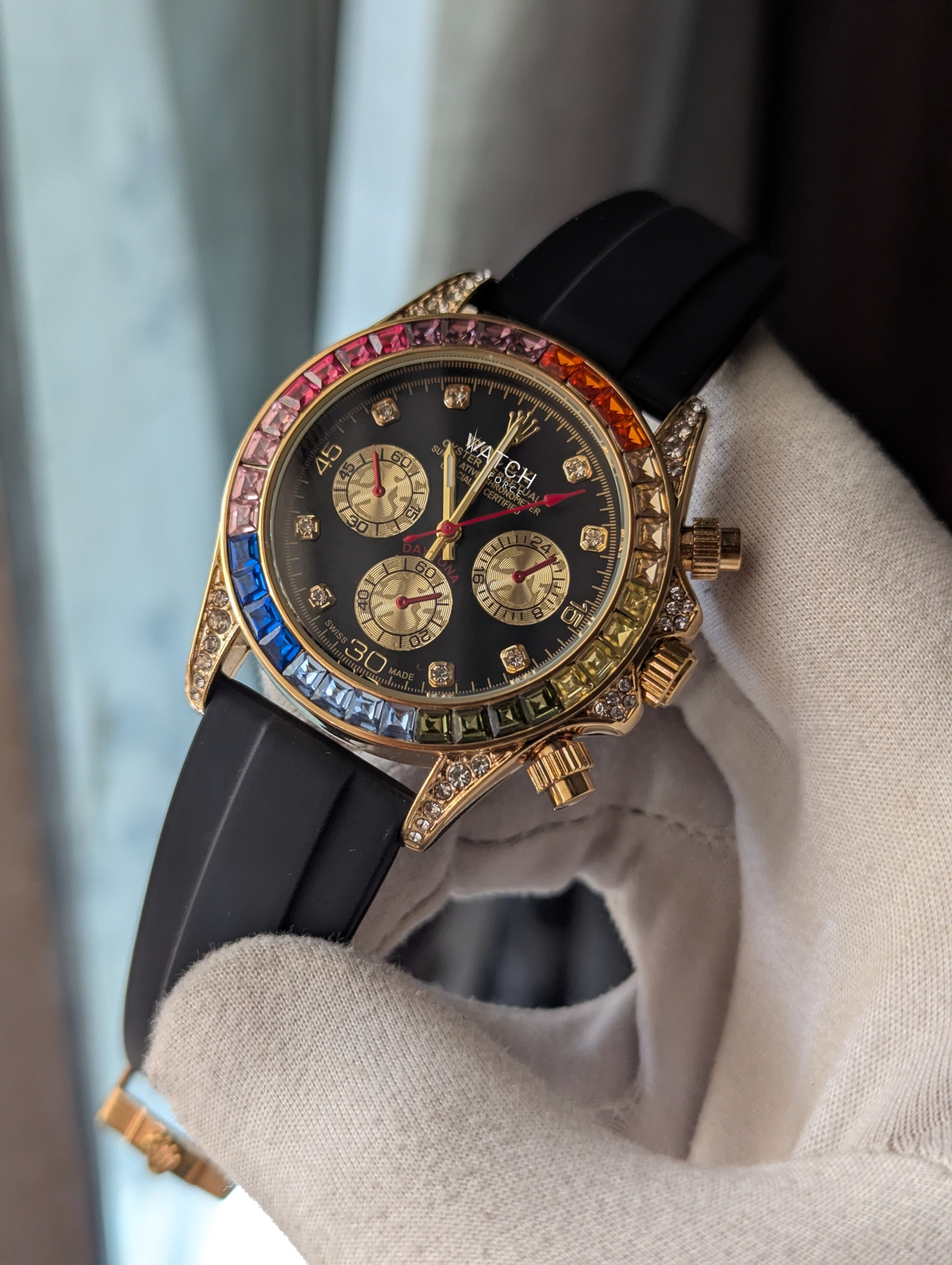 Rolex Rainbow Gold Quartz Watch_img_1