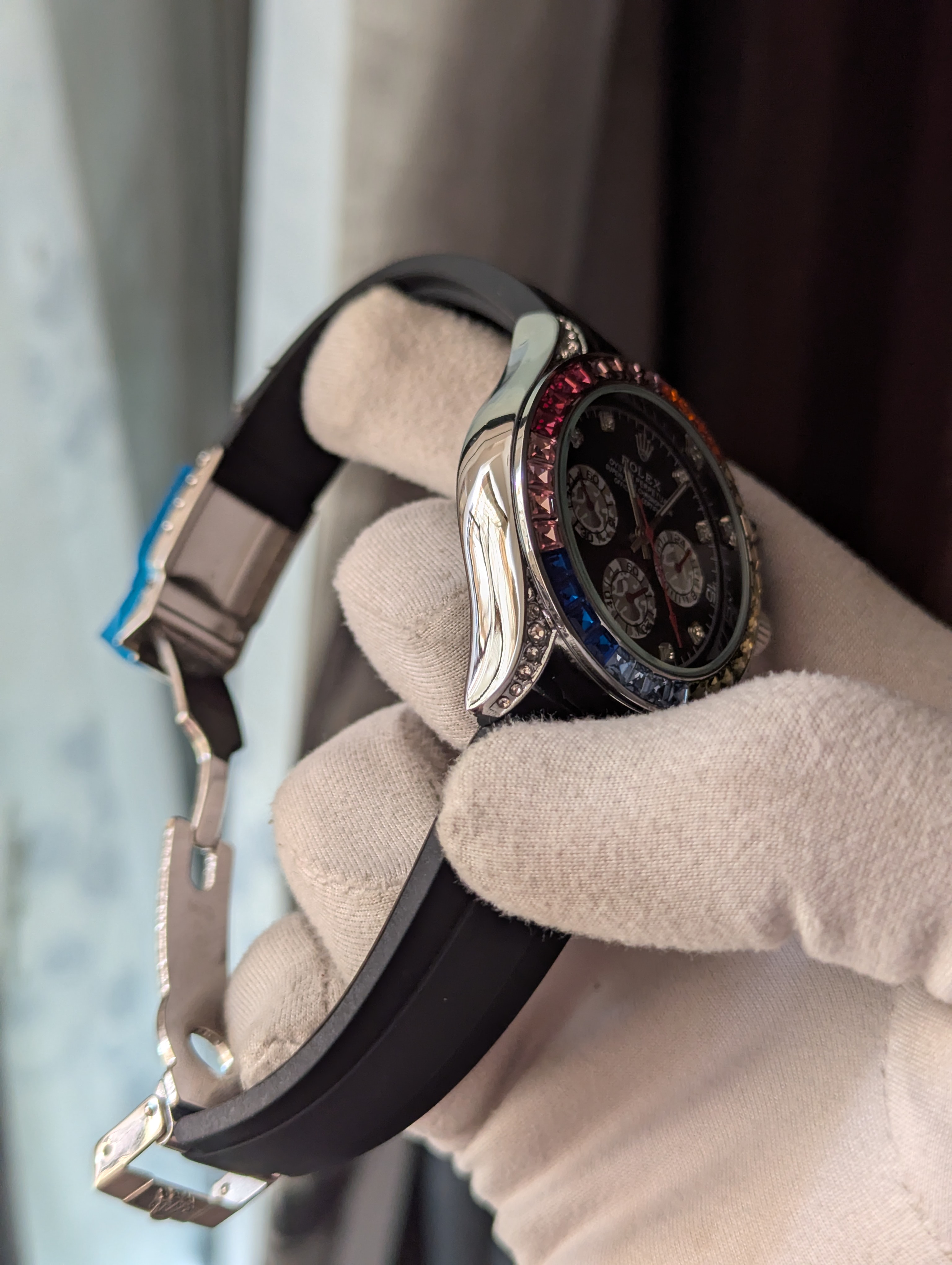 Rolex Rainbow Silver Quartz Watch_img_2