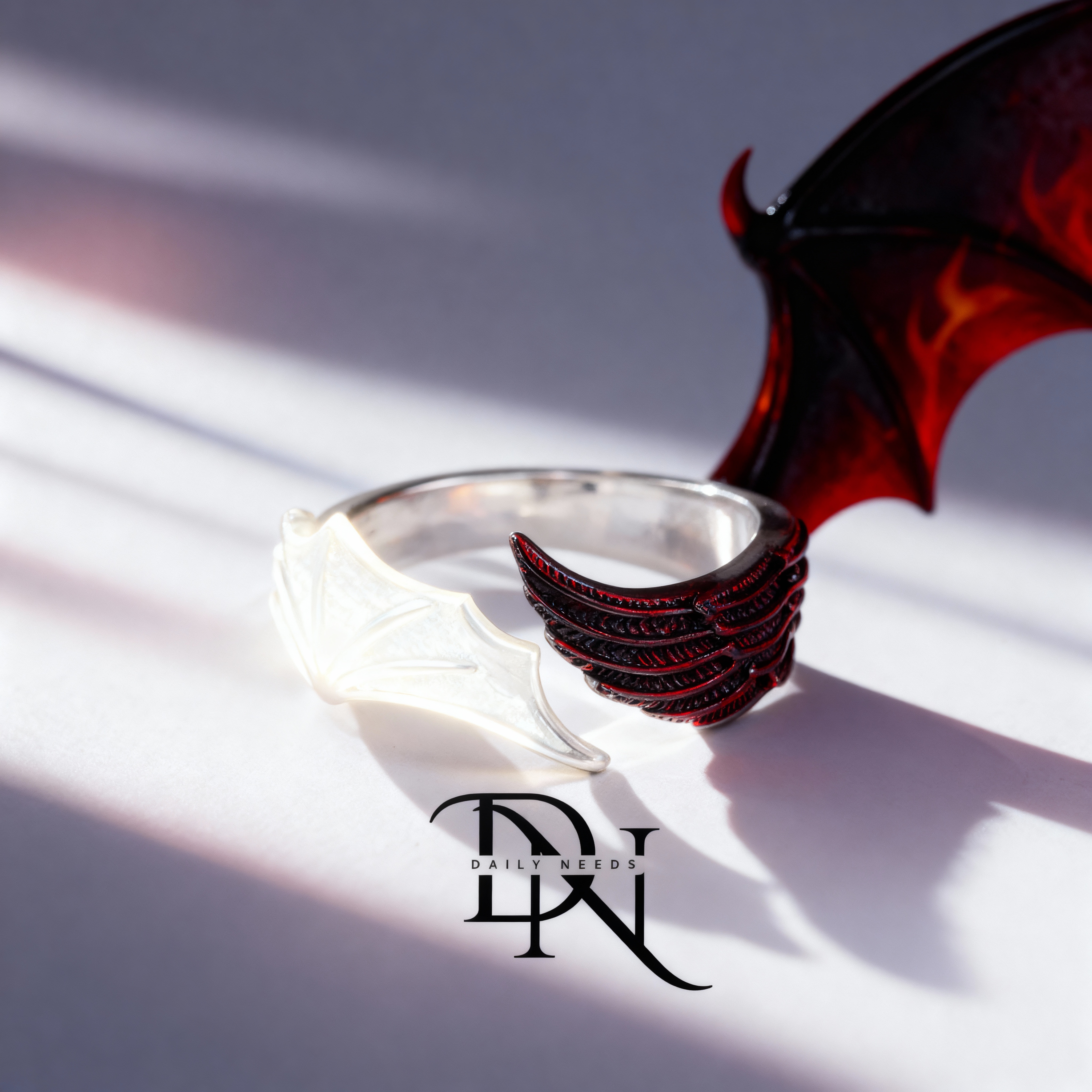 Angel & Devil Unisex Ring – Dual Wing Silver Design | Daily Needs Jewelry_img_1