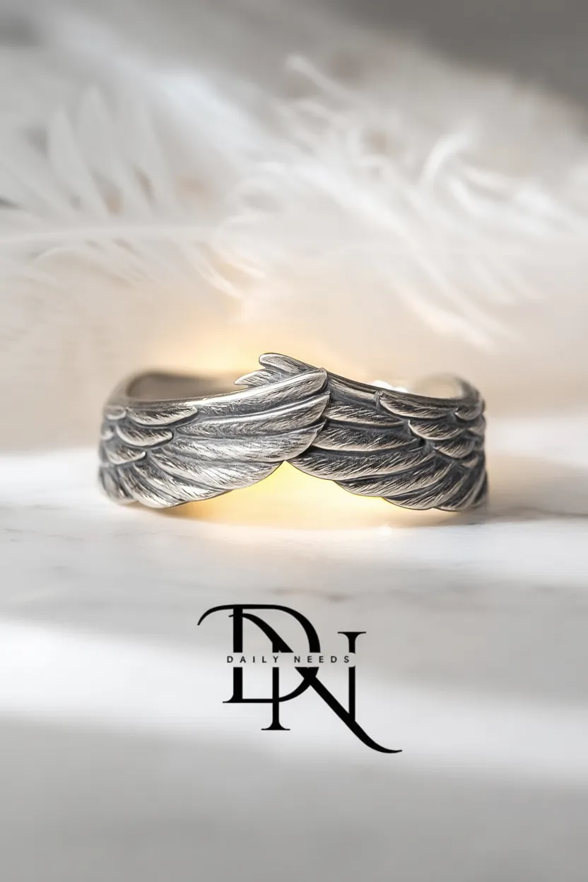 Angel Wings Unisex Ring – Silver Feather Design | Daily Needs Jewelry