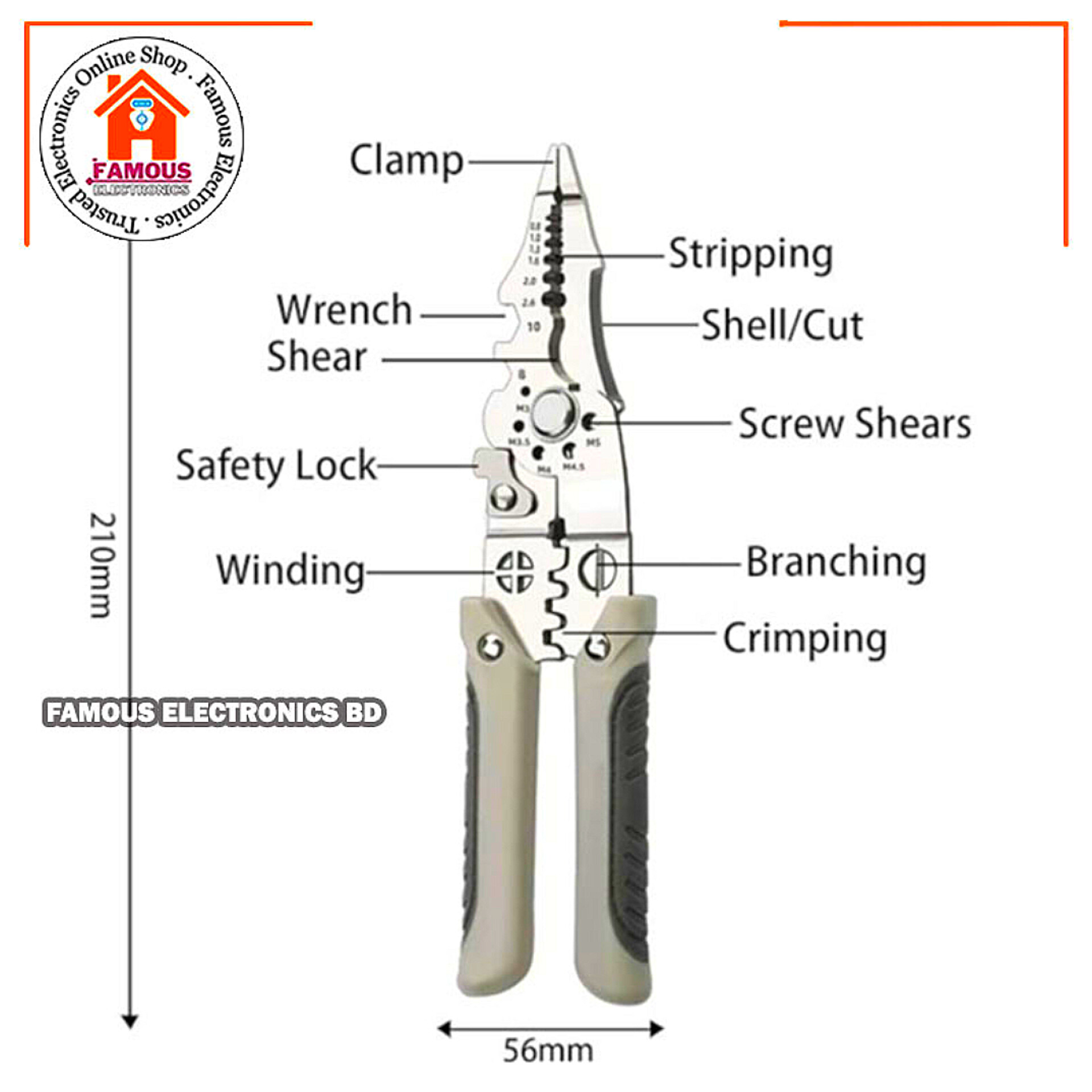 Multifunctional Wire Stripper & Crimper Tool | Adjustable Cable Cutter | Precision Crimping Pliers for Electrical & DIY Use_img_3