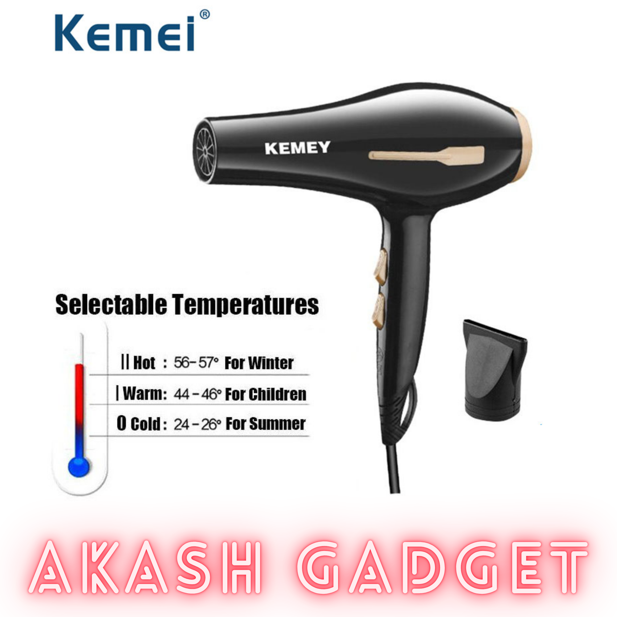 Kemey KM-2376 / KM-2378 Professional 2 in 1 Hair Dryer | 3000W Powerful Motor_img_5