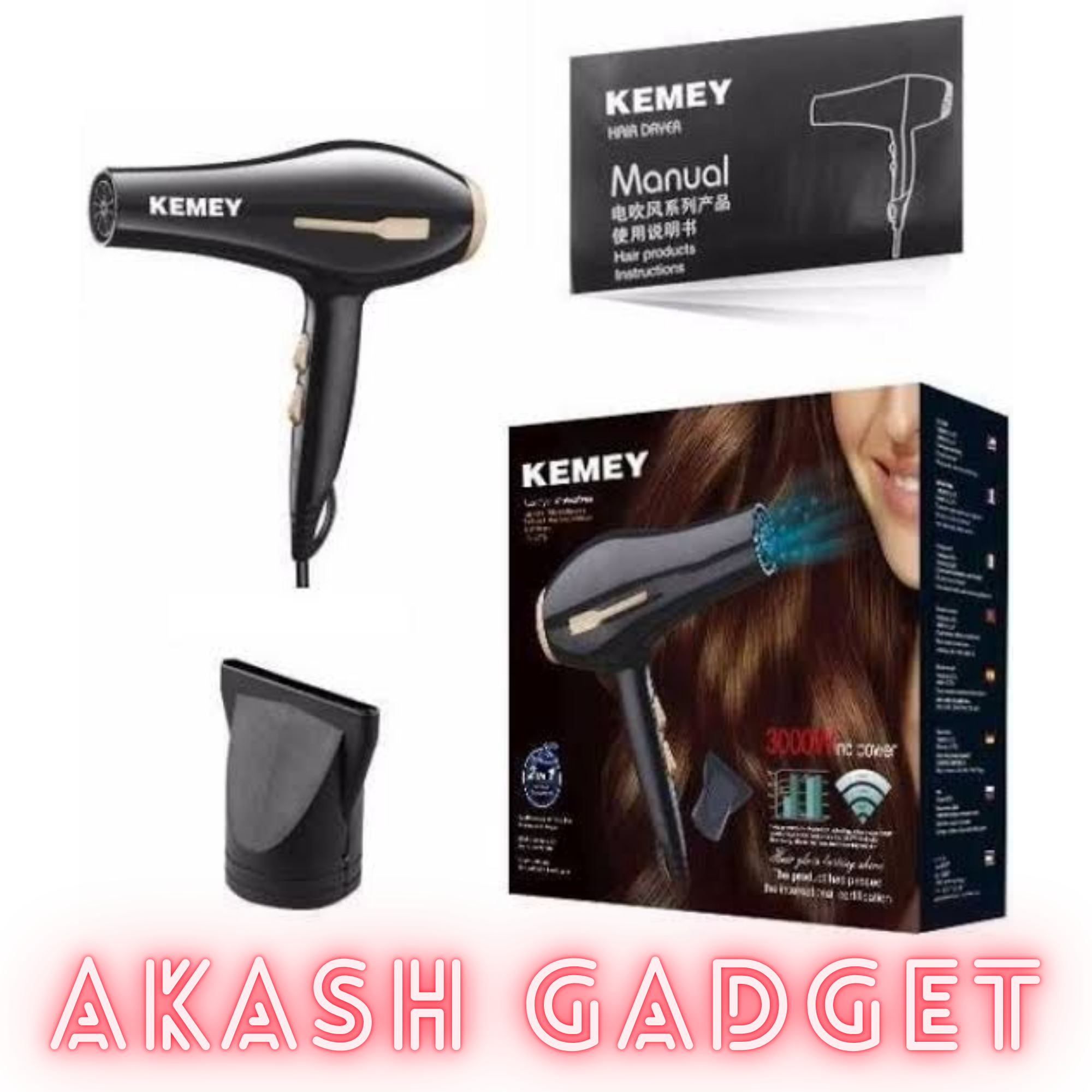 Kemey KM-2376 / KM-2378 Professional 2 in 1 Hair Dryer | 3000W Powerful Motor_img_6