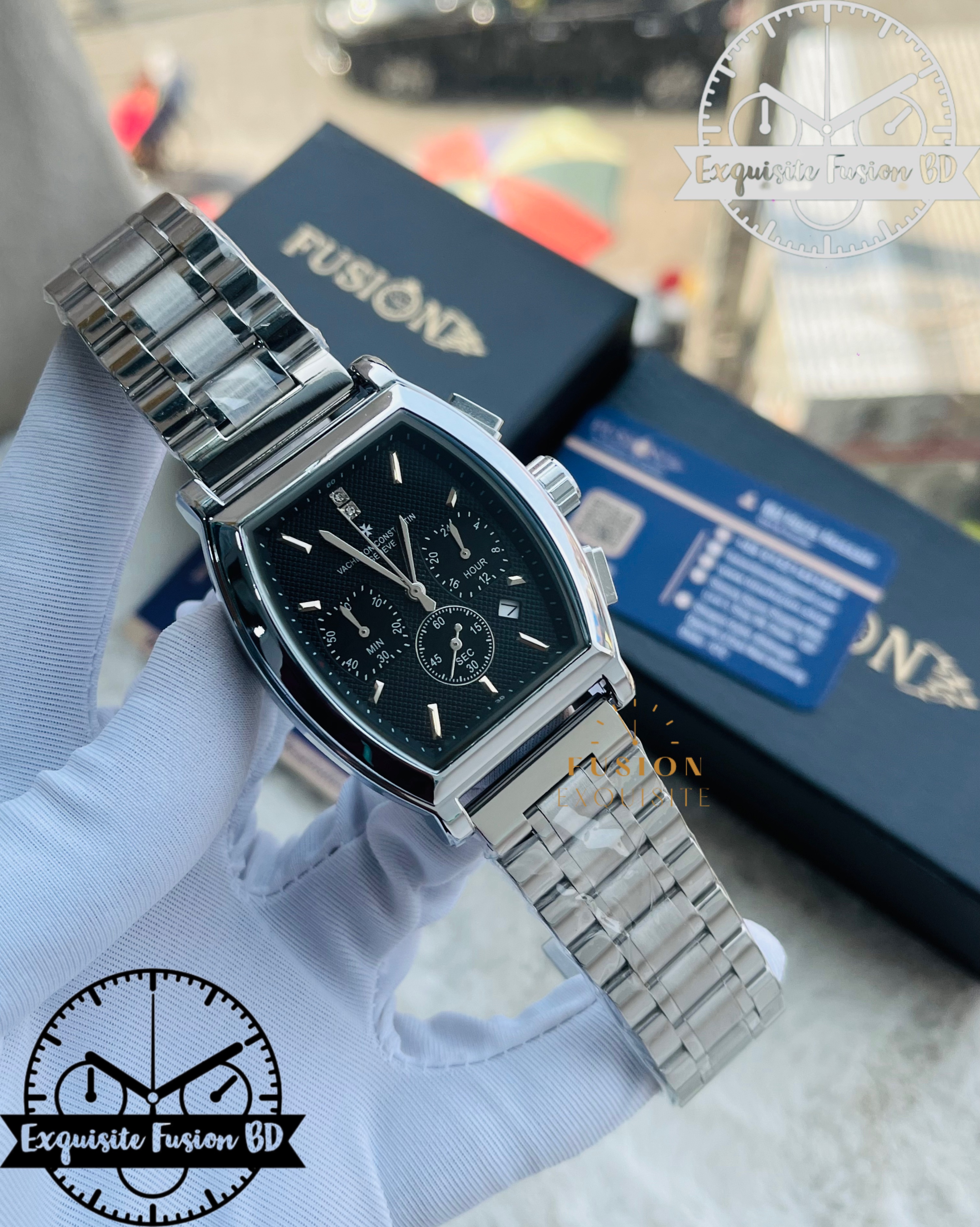 VC Silver Black Dial Chronograph Watch (Vacheron Constantine - AA Grade)_img_1