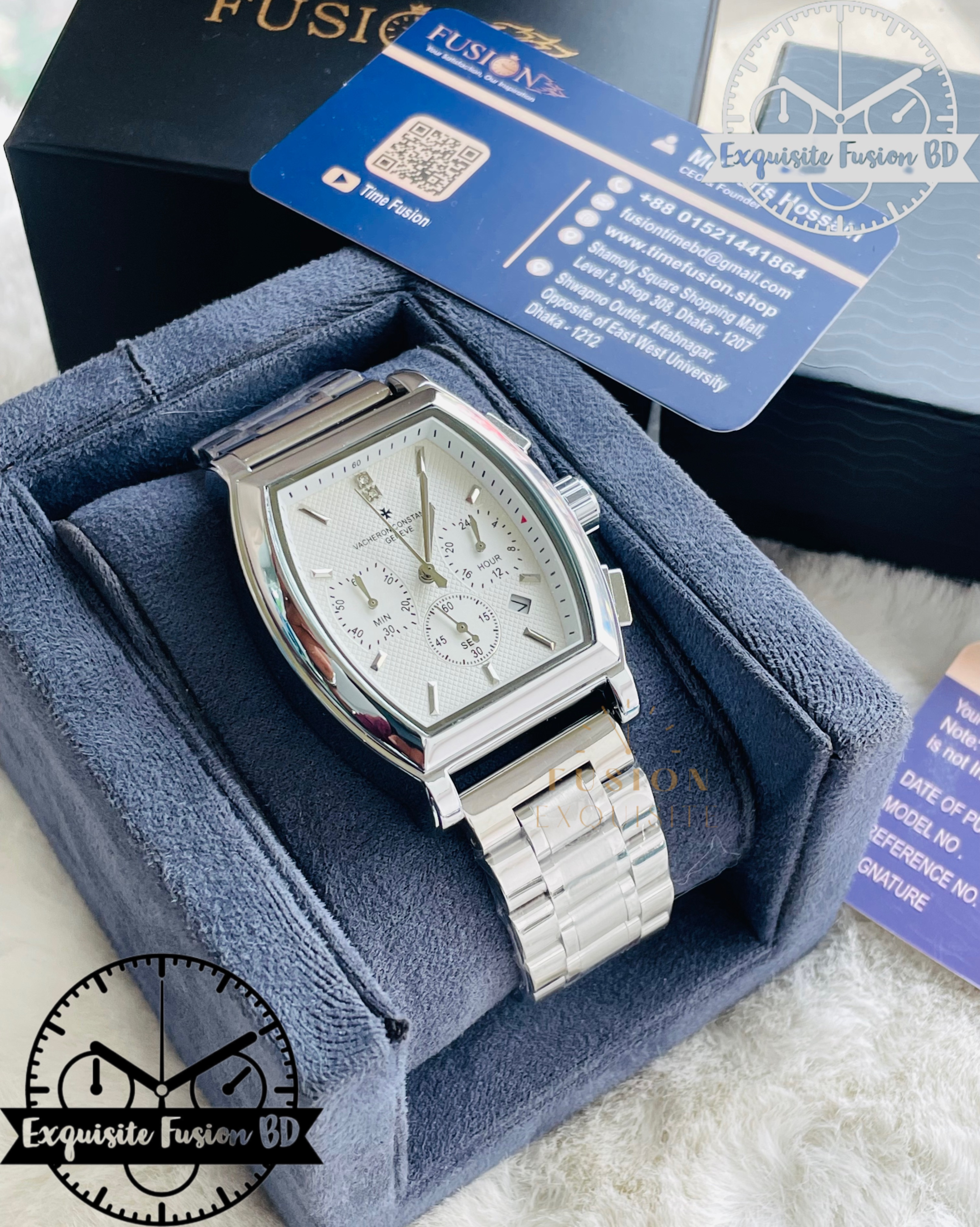 VC Silver White Dial Chronograph Watch (Vacheron Constantine - AA Grade)_img_0