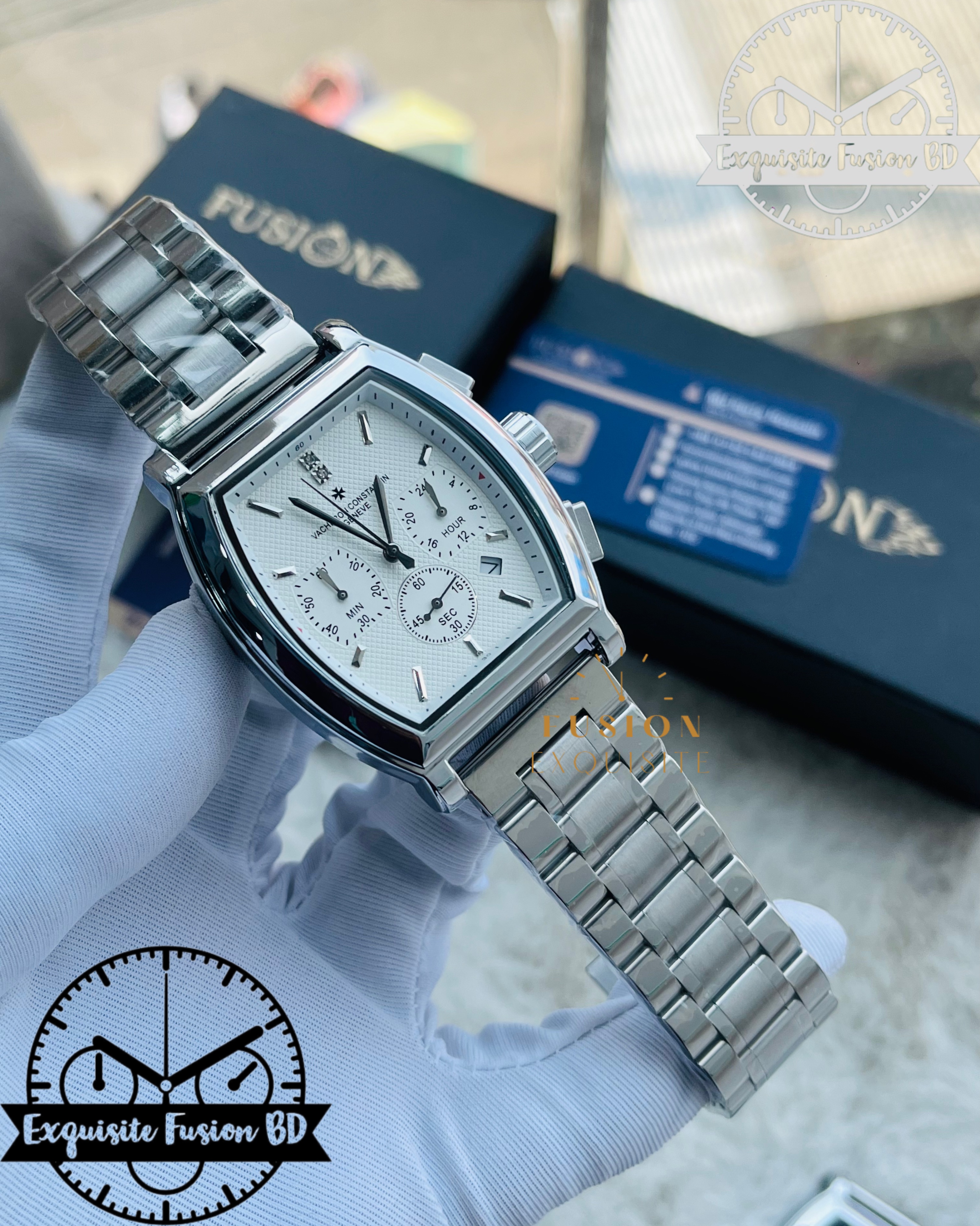 VC Silver White Dial Chronograph Watch (Vacheron Constantine - AA Grade)_img_1