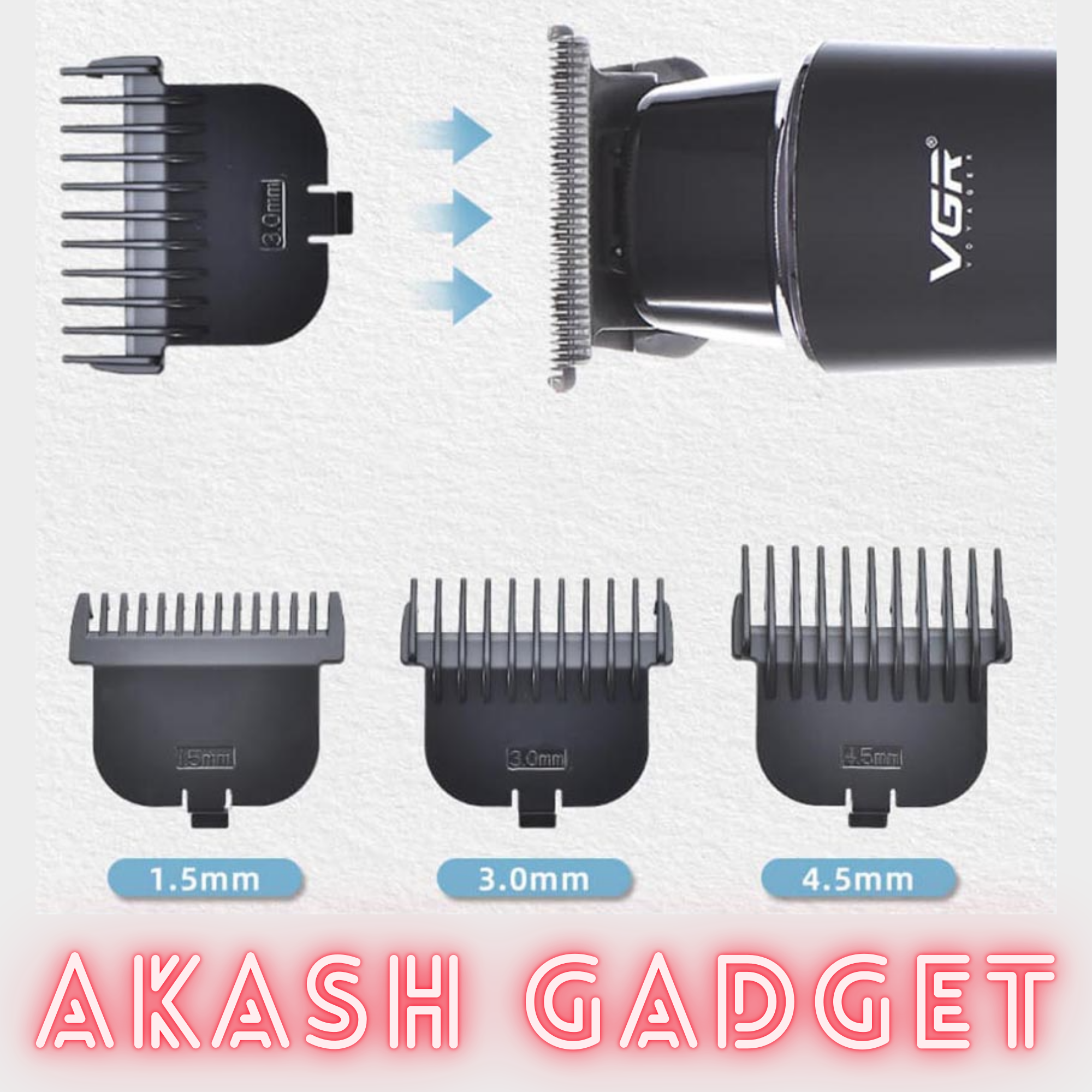 VGR V-937 Rechargeable Professional Hair and Beard Trimmer | Type-C, 2000mAh Battery, 500Min Backup_img_3