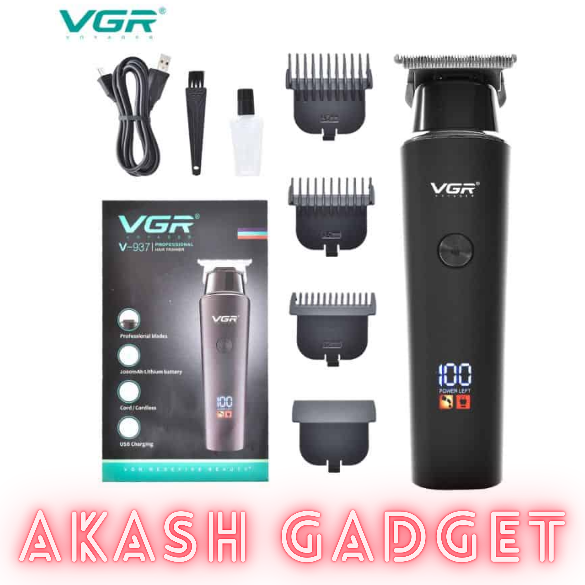 VGR V-937 Rechargeable Professional Hair and Beard Trimmer | Type-C, 2000mAh Battery, 500Min Backup_img_8