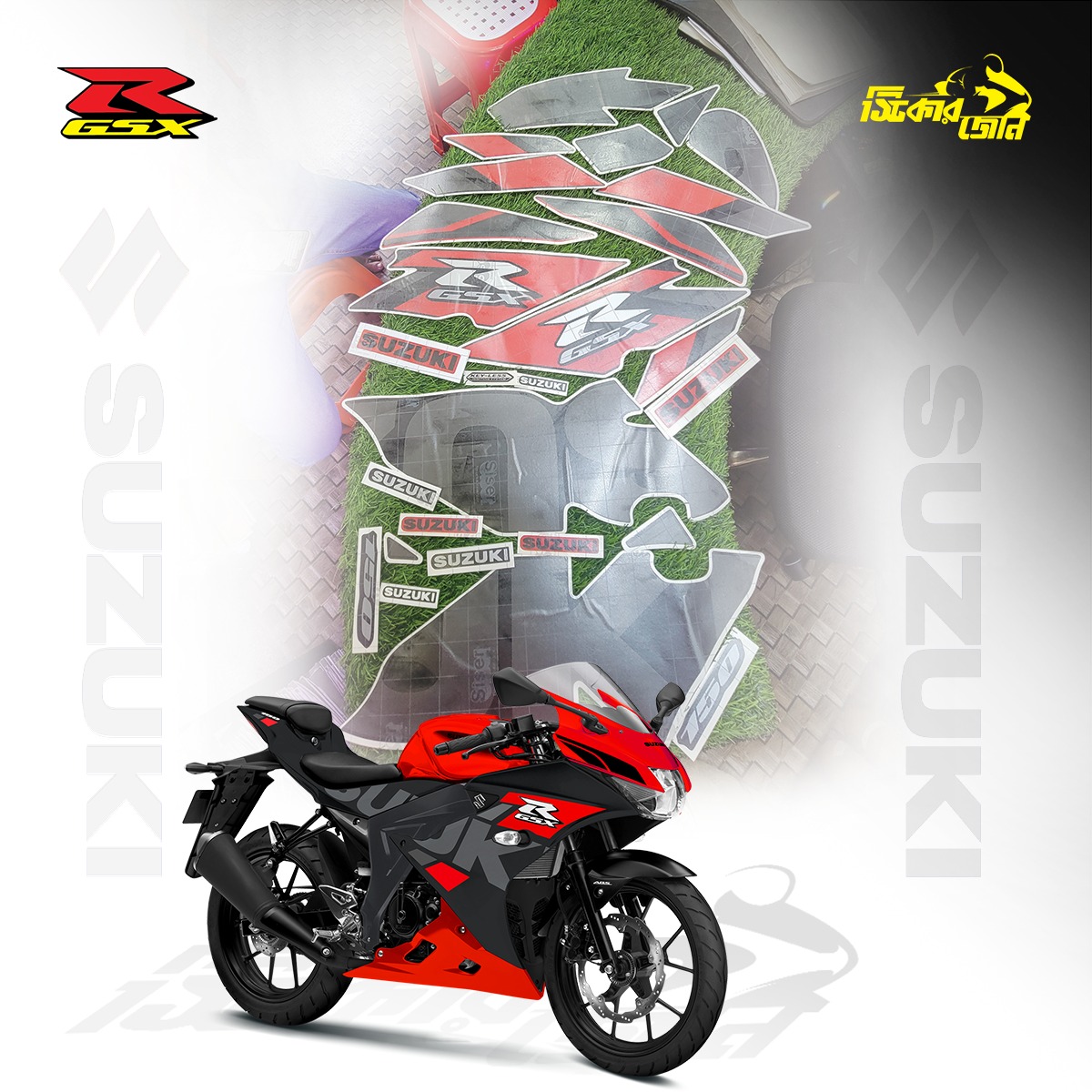 Full Set Sticker for Suzuki Gsxr Black Red_img_0