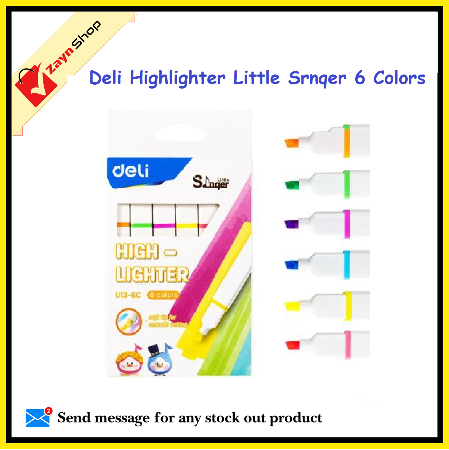 Deli Highlighter Little Srnqer 6 Colors set, Model:-U13-6C_img_0