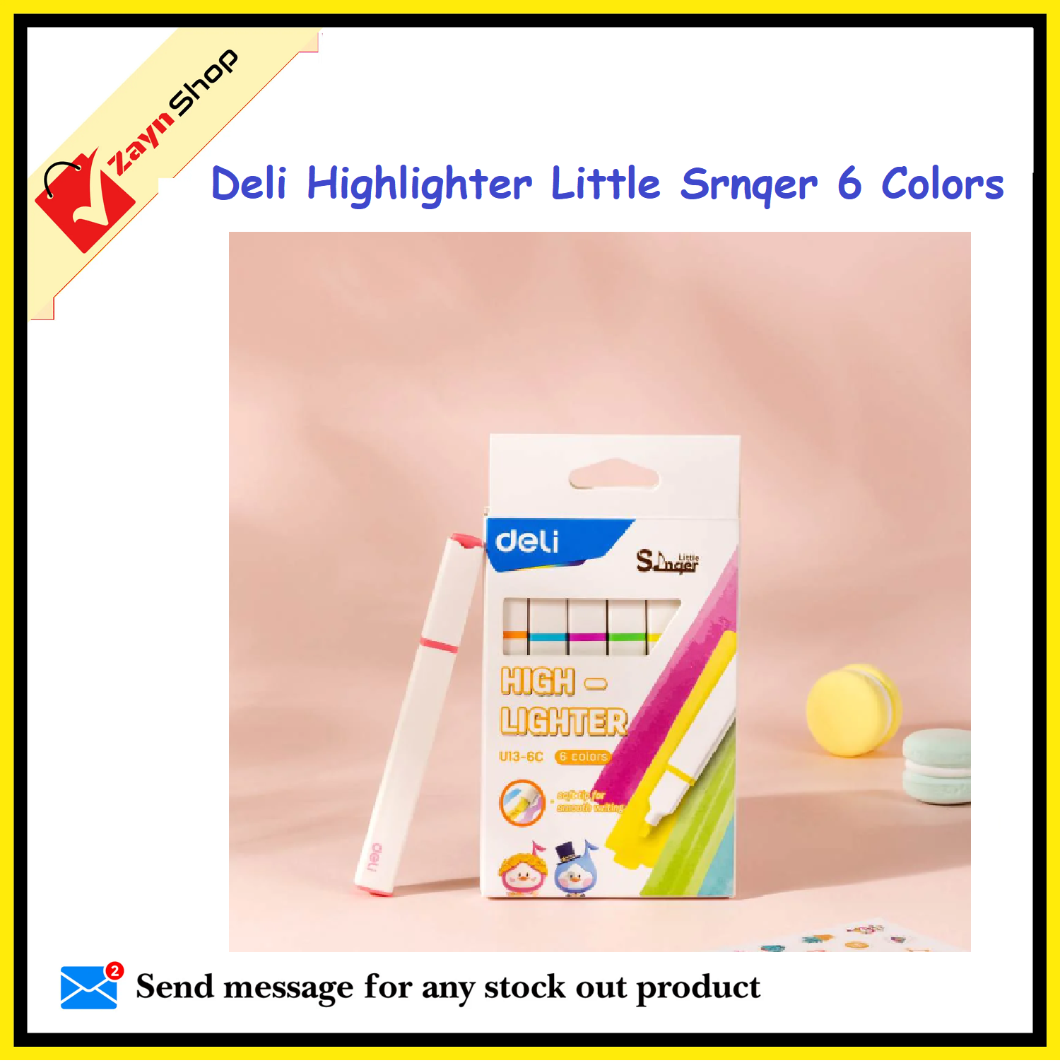 Deli Highlighter Little Srnqer 6 Colors set, Model:-U13-6C_img_1