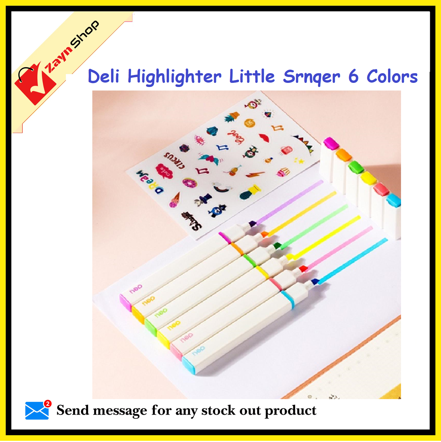 Deli Highlighter Little Srnqer 6 Colors set, Model:-U13-6C_img_2
