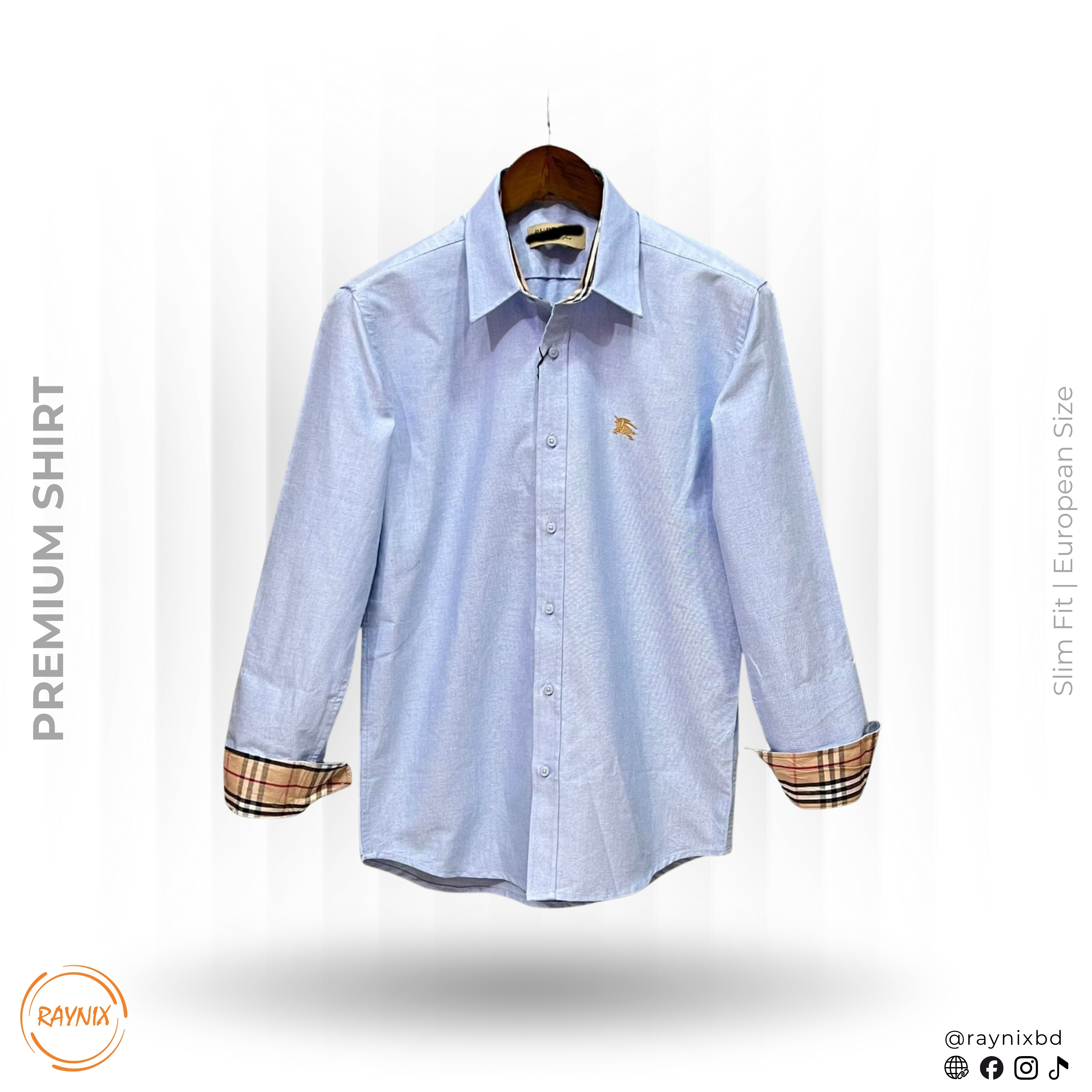 Burberry Men’s Premium Sky Blue Slim-Fit Casual Shirt