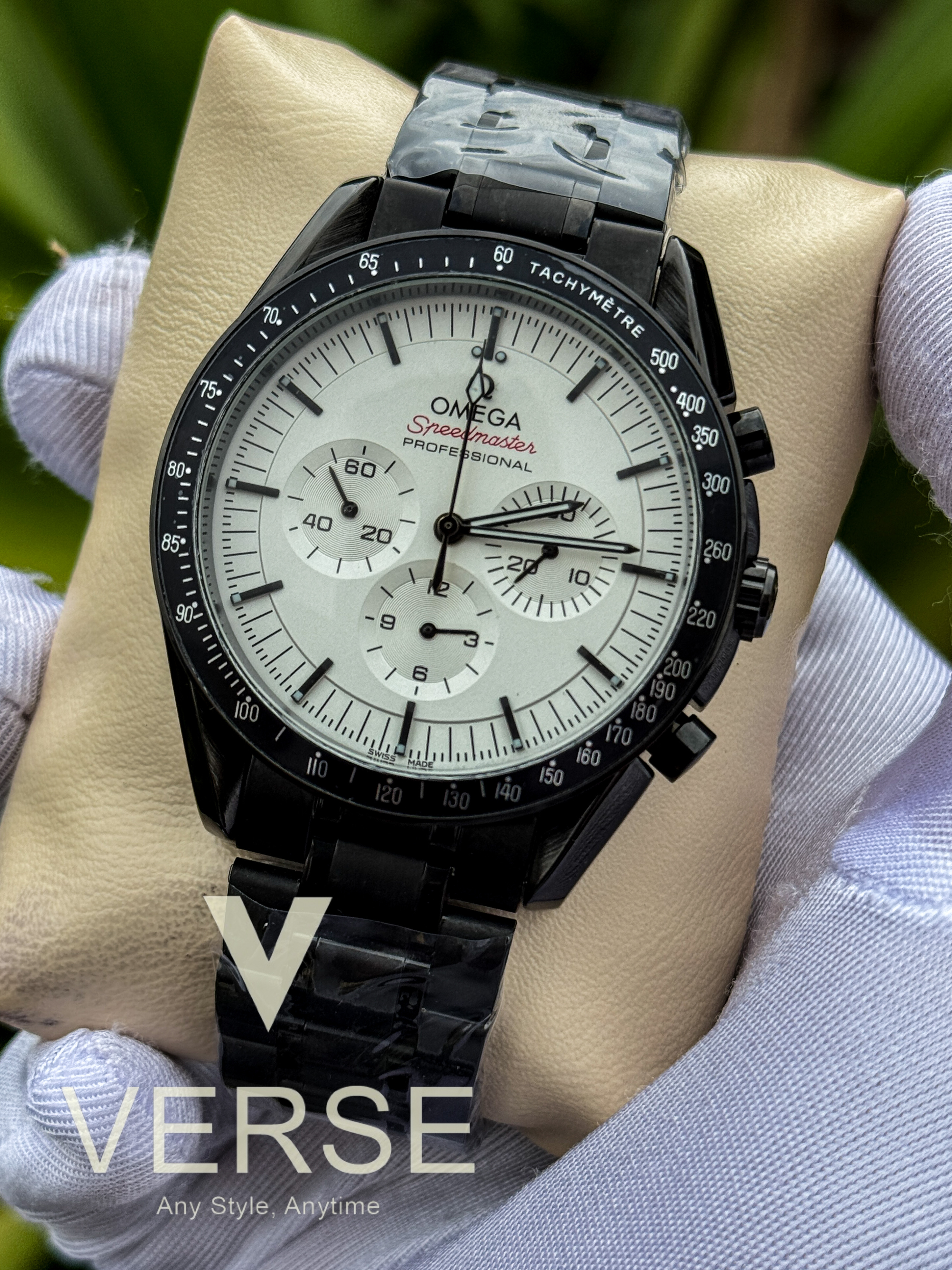 Omega Moonwatch white dial black case AA