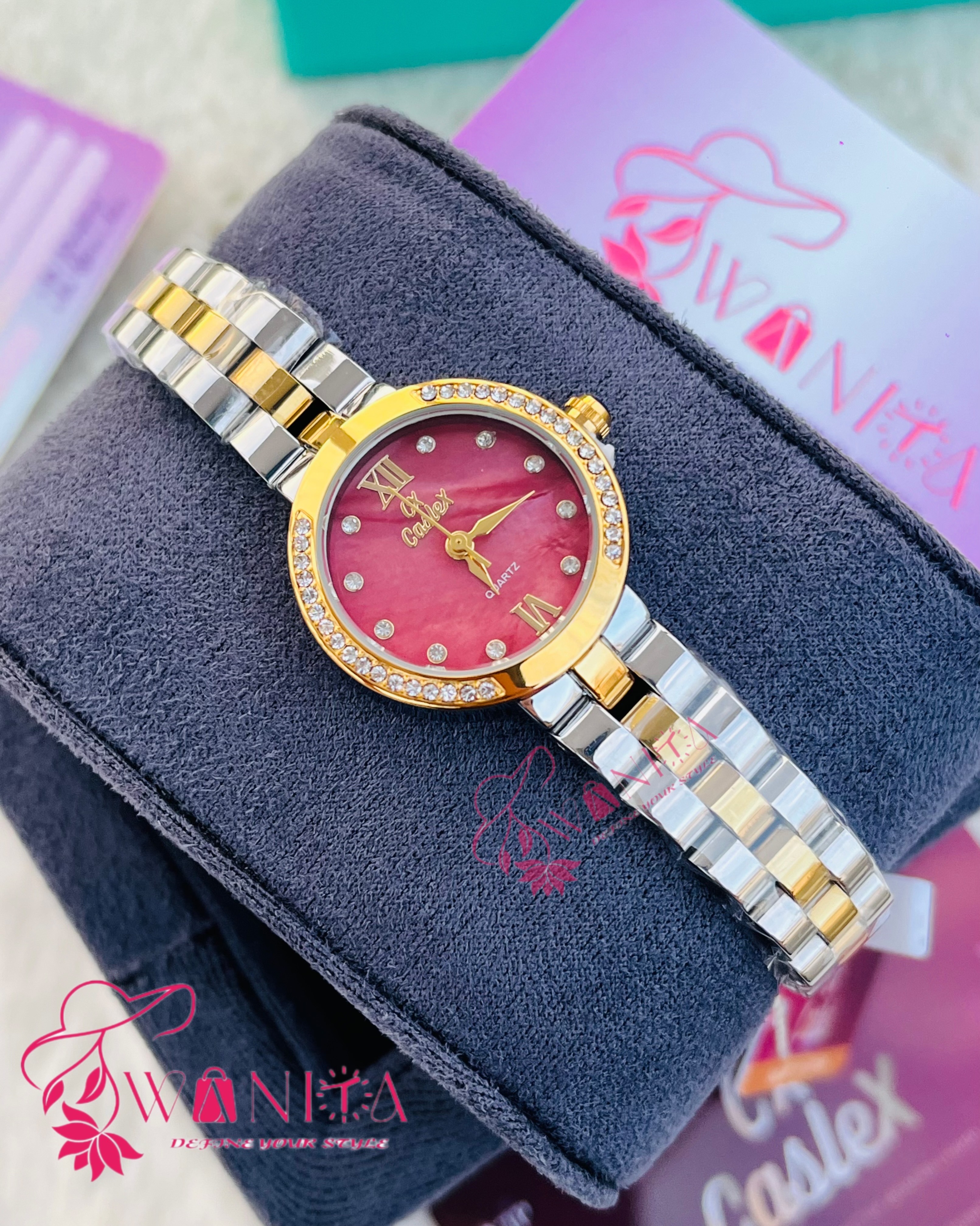 Original Ladies Burgundy Dial Watch